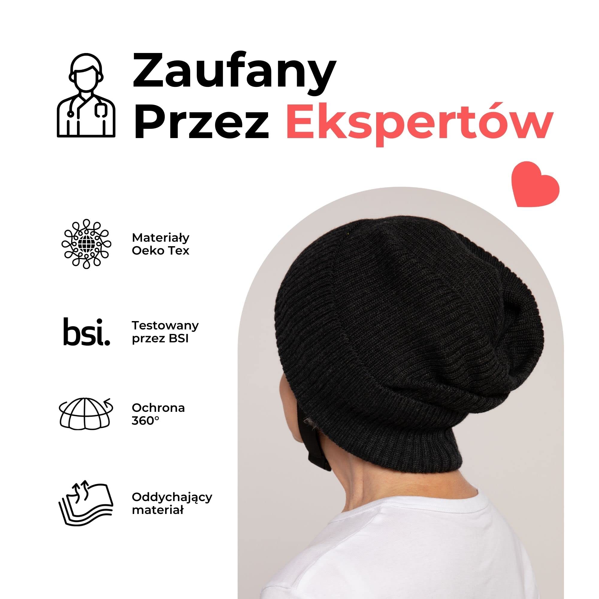 Ribcap Lenny antracyt duży, miękka ochrona głowy, Ø 59-61 cm