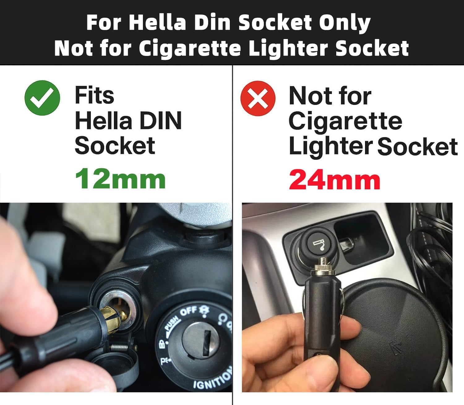 Hella Din Motorcycle USB Charger (NOT for Car Cigarette Socket) – Dual USB-A QC3.0 18W Waterproof Charger w/Switch & Voltmeter for BMW Ducati Triumph