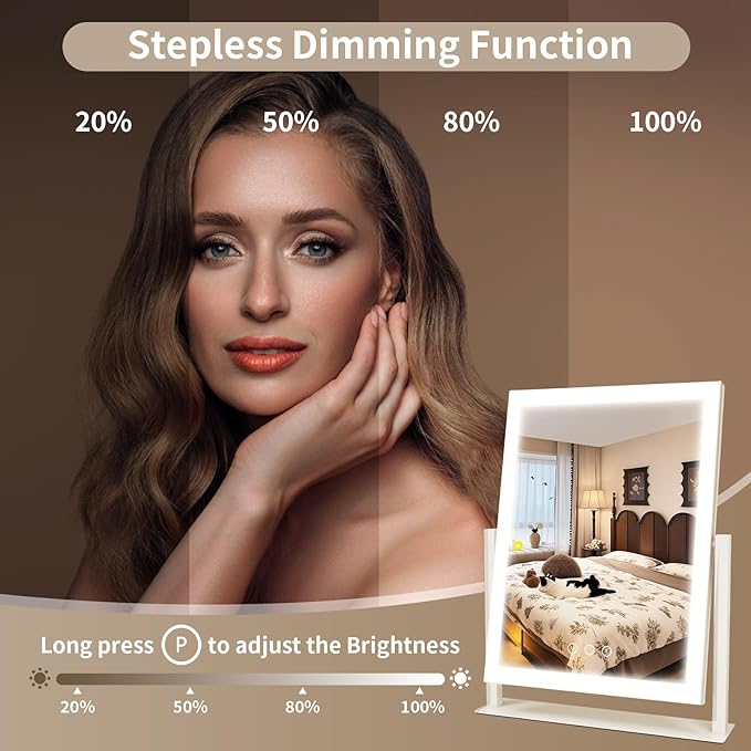 Espejo de Maquillaje con Luces ROLOVE 16"x13", 3 Modos de Color, 360° Rotación miniatura 5