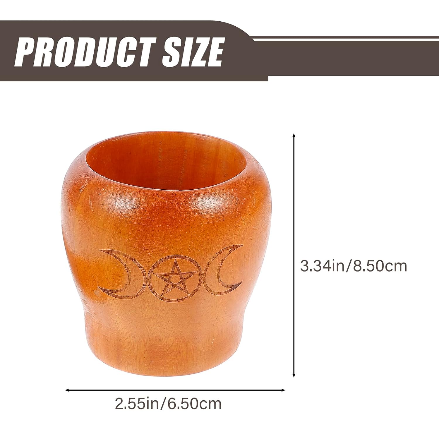 FRCOLOR Wooden Manual Medicine Mortar and Pestle Set with Pentagram Design, Multi-Function Crusher for Kitchen and Pill