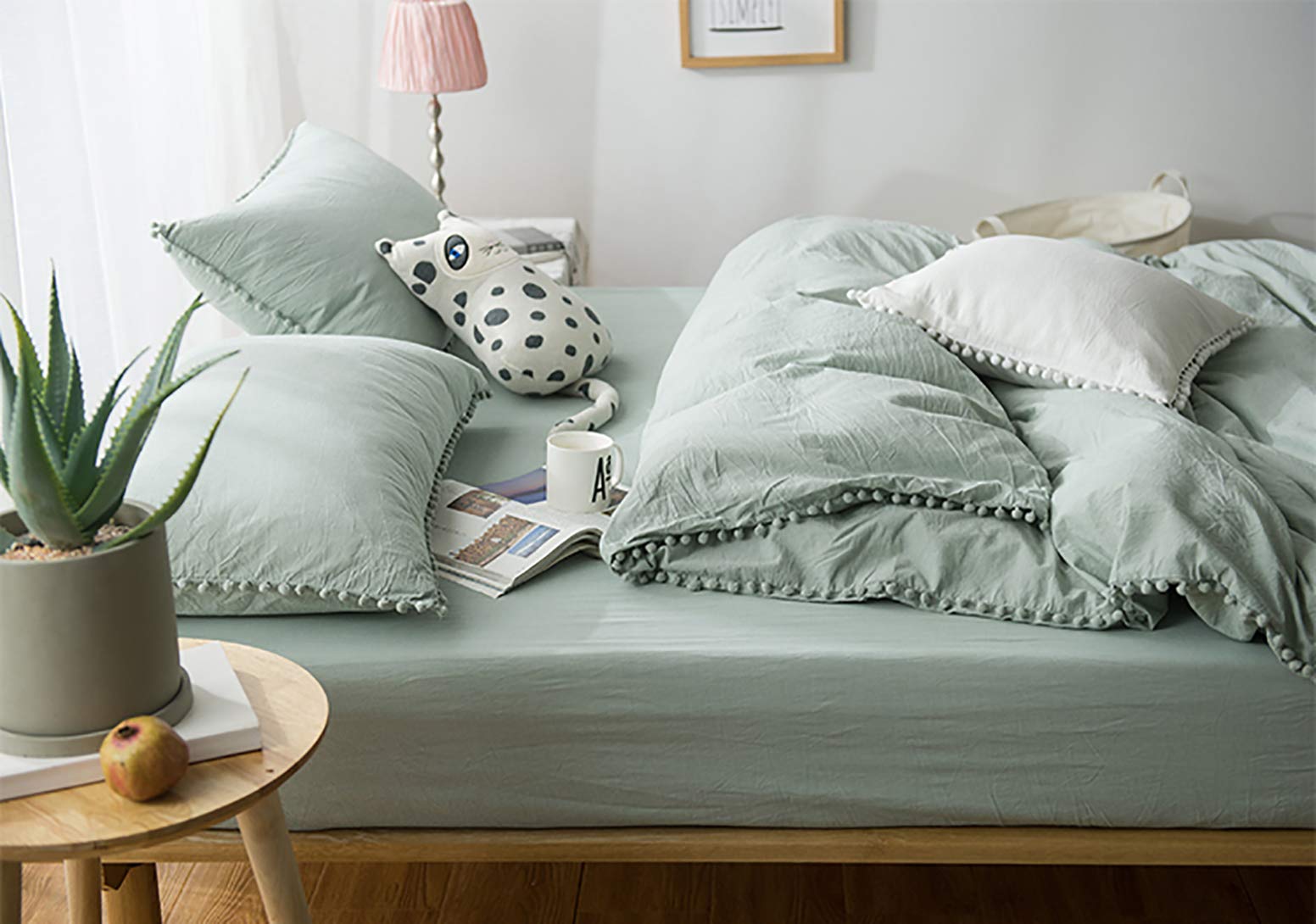 Amazon｜TanNicoor ポンポンフリンジ掛け布団カバーセット - 2ピース