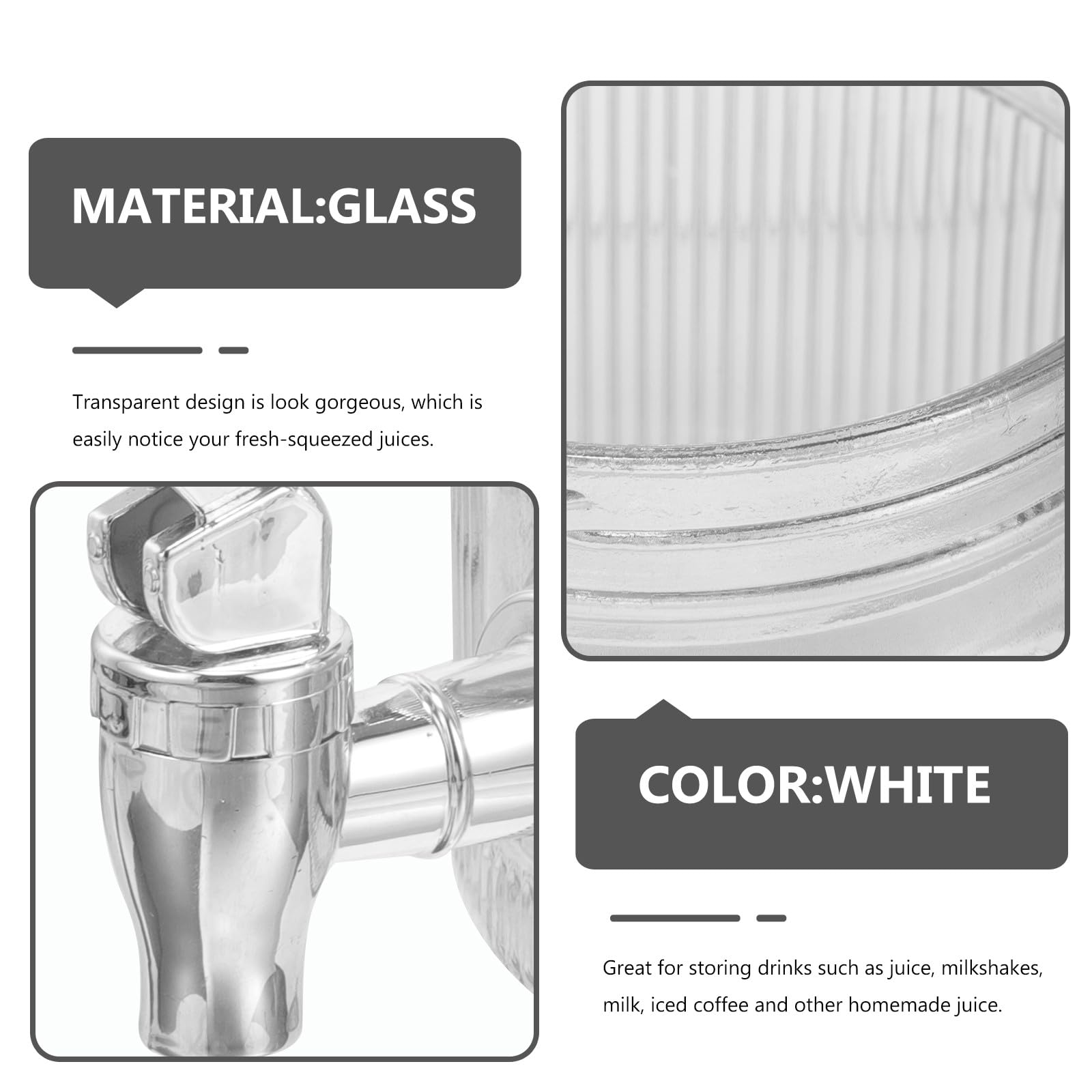 Tofficu Glas Getränkespender 2,8l mit Zapfhahn und Dichtendem Deckel Einzigartiges Design für Eistee Limonade und Früchtetee bei Gartenparty oder Picknick