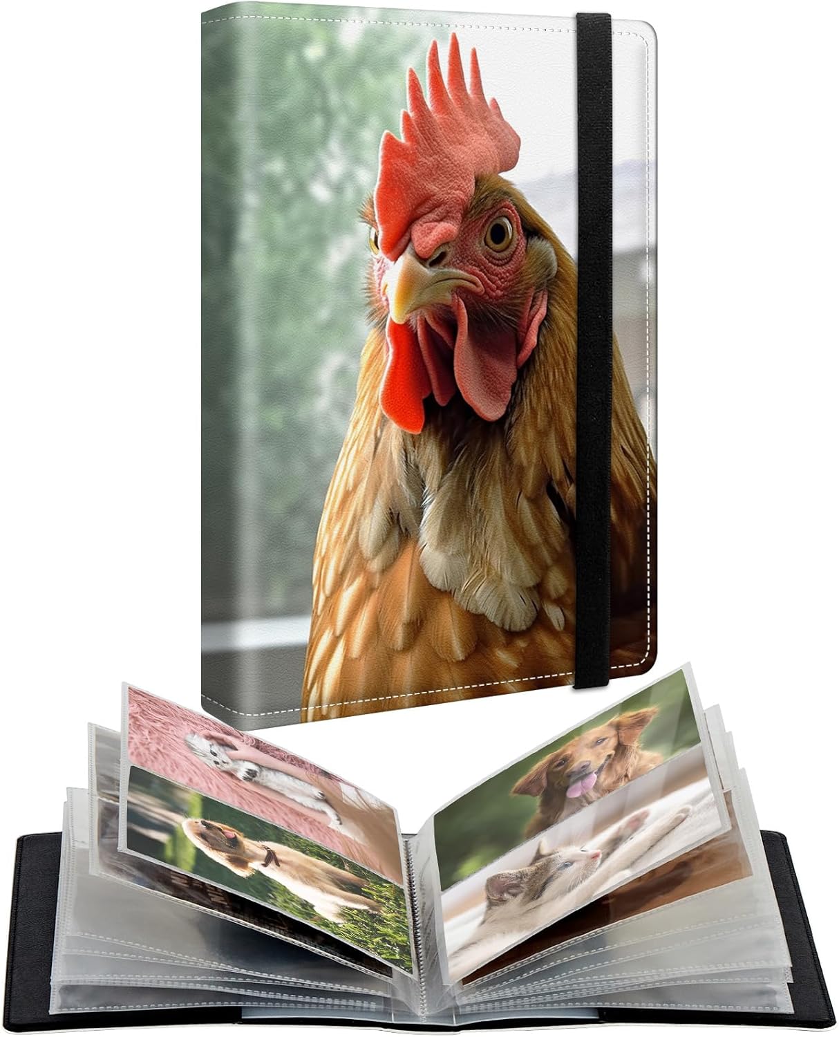 Small Photo Album 5x7 inch PU Leather Cover Photo Albums with 120 Photos Transparent Inner Pockets and Elastic Band Design Cute Photo Albums for Family Anniversary Wedding - Red Football