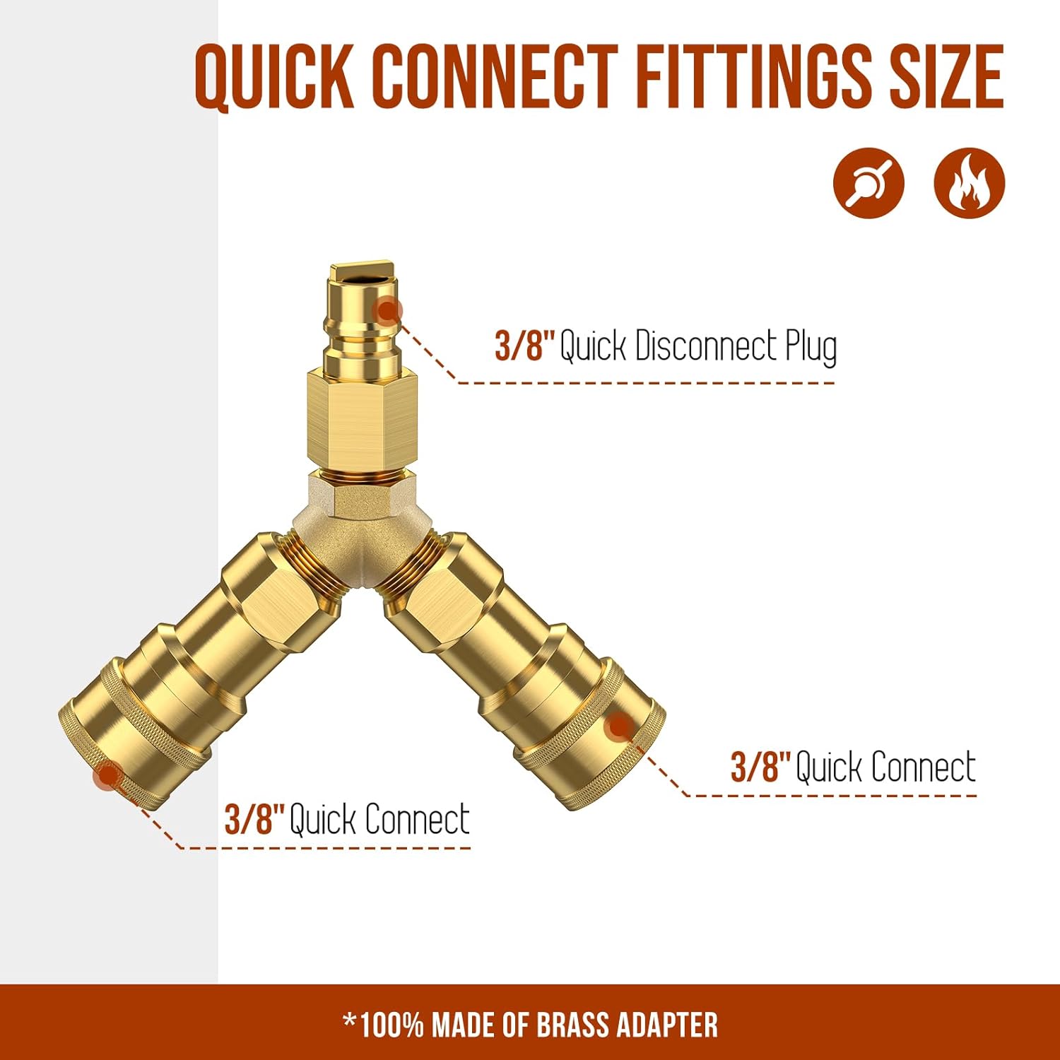 20 FT Stainless High Pressure Propane Hose Extender with 3/8" Flare & NPT Conversion Couplings&3/8 inch Natural Gas Y Splitter, 2-Way Natural Gas Quick Connect Fittings with Shut Off Valve