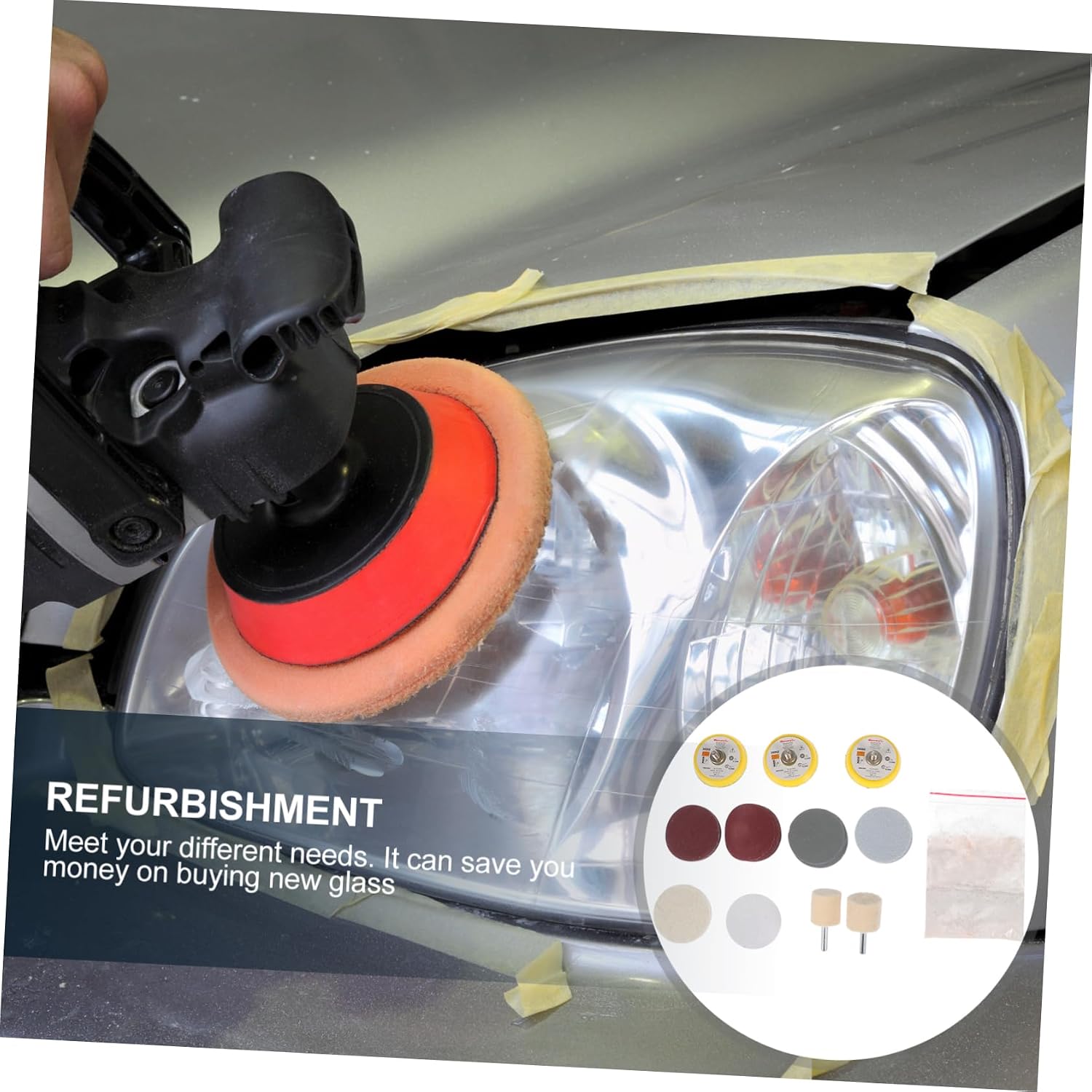 Professional Car Buffing Kit Polishing Set Wheels Pads for Windshield Rear Side Windows Glass Polishing Accessories
