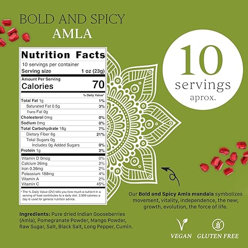 Miniatura 2 de Aryaa Organic Bocadillo Amla audaz y picante | 8.82 oz – Supersnack reenergizante | Infundido con energía, rico en vitamina C, vegano, sin OMG |
