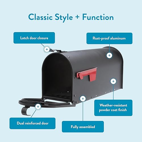 Miniatura 4 de Architectural Mailboxes Admiral ADM11BAM, buzón de aluminio para montaje en poste, código de compatibilidad A, negro texturizado, capacidad media