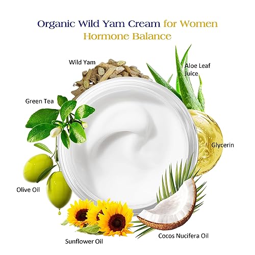 Miniatura 2 de Wild Yam - Crema equilibrante orgánica para el síndrome premenstrual y la menopausia, crema equilibrante natural para mujeres, 3.5 onzas líquidas