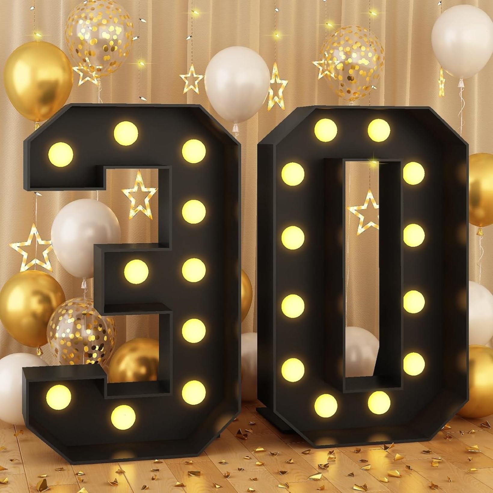 120CM/4FT Black Frame Light Up Number 30, Marquee Light Up Numbers, Mosaic Giant Marquee LED Light, Anniversary Party Decorations, Birthday Wedding DIY Decor