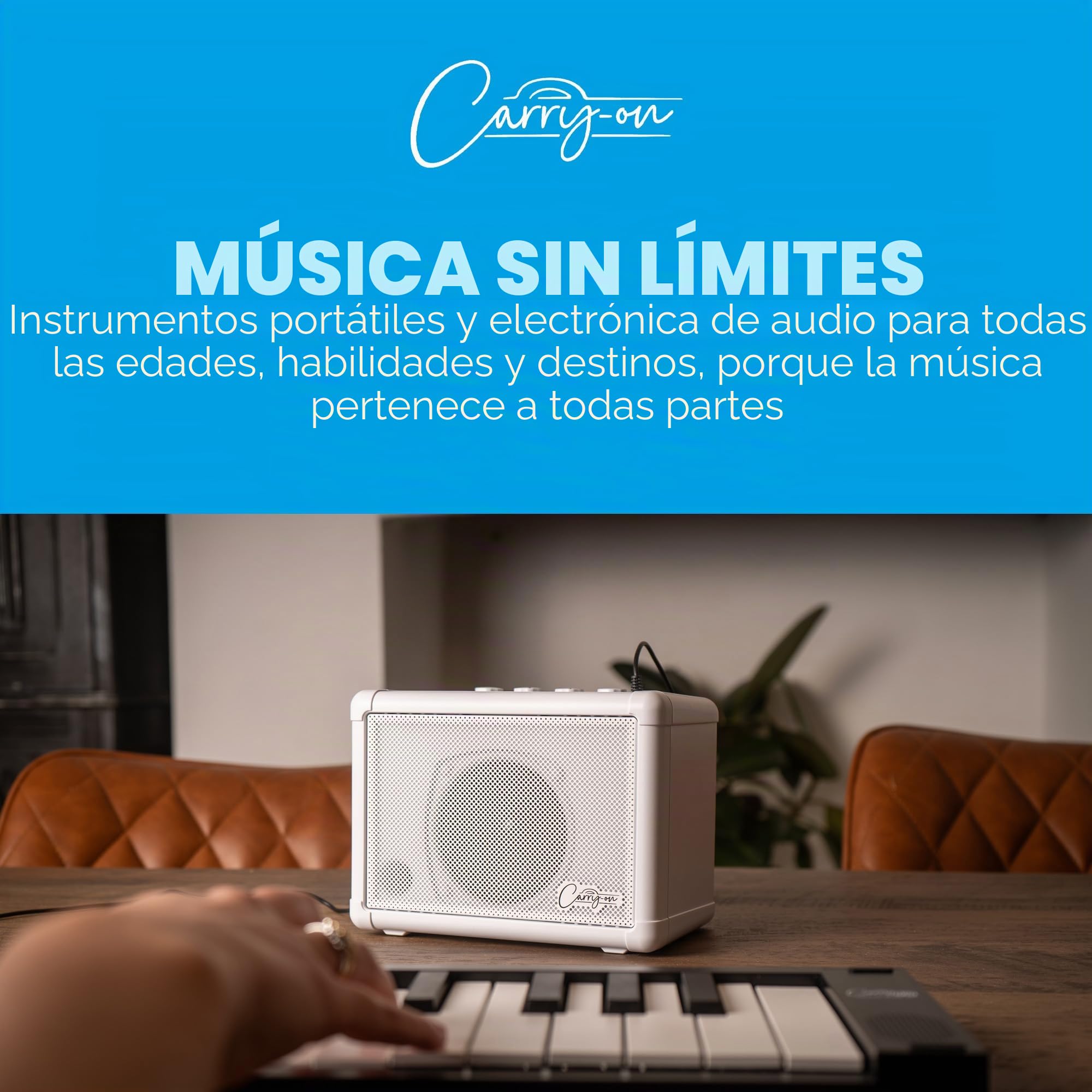 Carry-on Mini Speaker Amplificador Portátil 3W para Guitarra, Bajo, Teclados, Batería Electrónica y Voz, Mini Amplificador Combo con Doble Canal, Entrada AUX y Funcionamiento con Batería