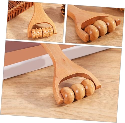 Miniatura 2 de Rodillo de masaje de madera, herramienta manual de rodillo muscular para piernas y pies de espalda, masajeador de terapia de mano para relajación y