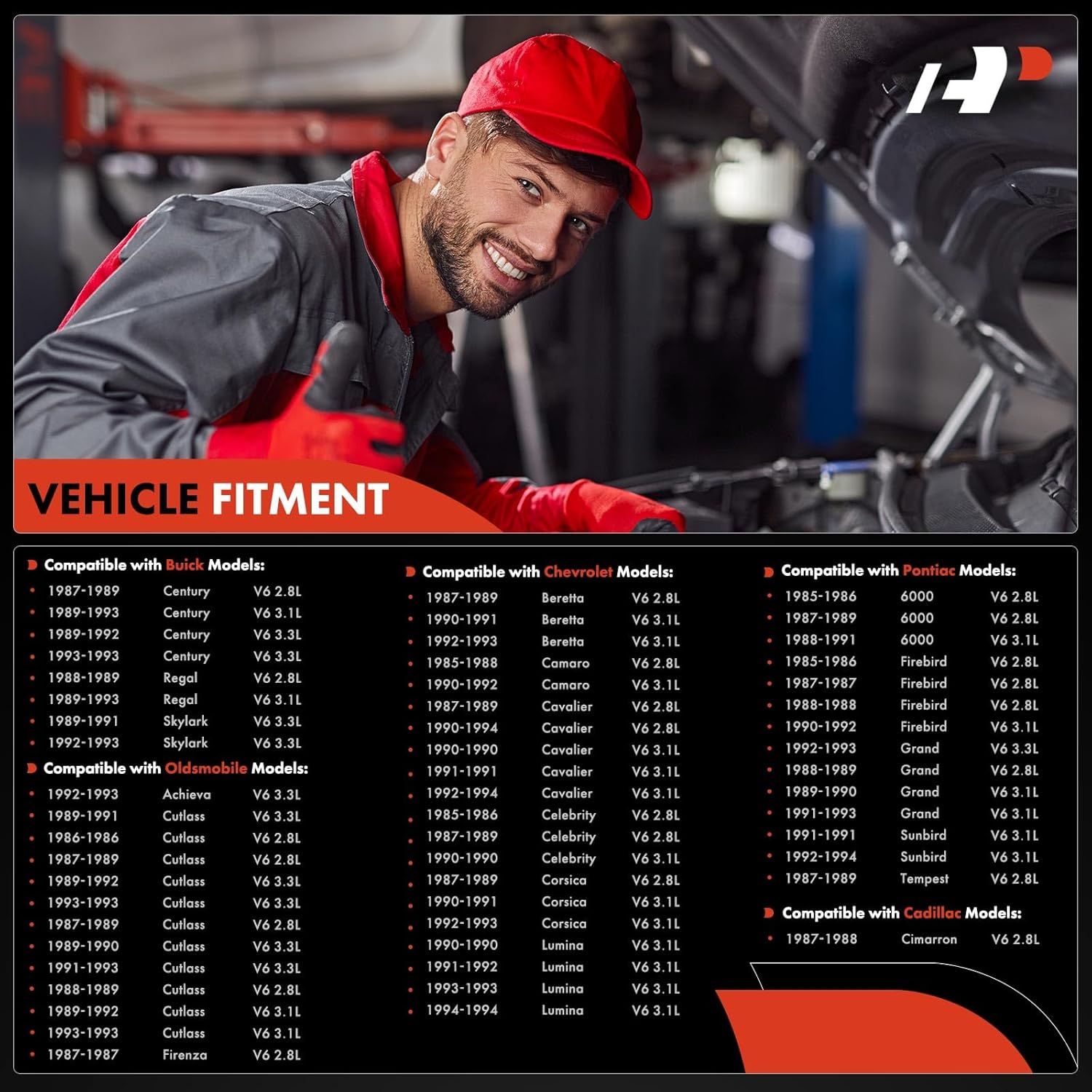 A-Premium Fuel Injectors Set of 6 Compatible with Chevrolet Camaro, Cavalier, Celebrity, Corsica, Lumina, Beretta & Buick Regal, Century, Skylark & Cadillac Cimarron & Cadillac Cimarron & Oldsmobile