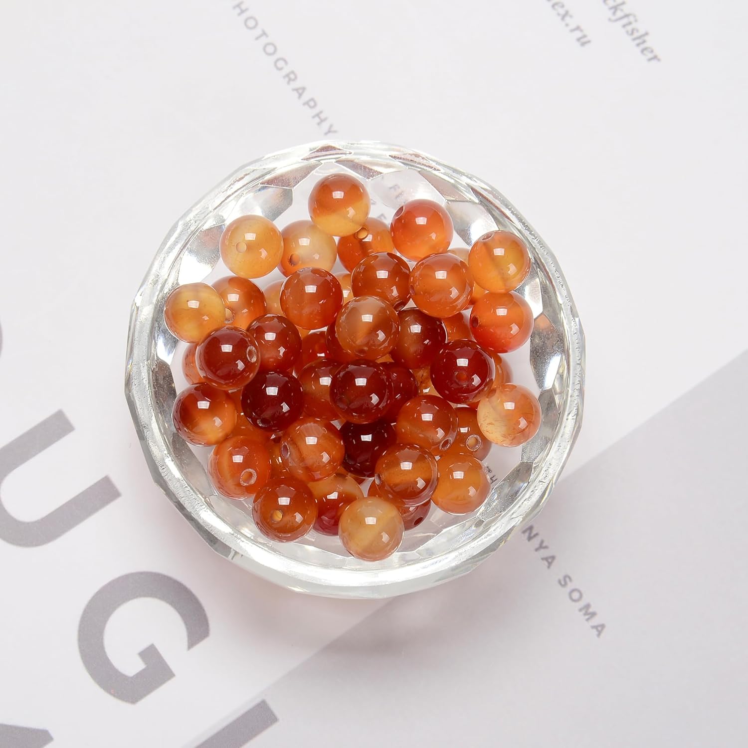 76Pcs 10mm Orange Agate Smooth Round Beads Natural Stone Beads AAA Grade Premium Round Gemstone Genuine Real Stone Loose for DIY Bracelet Jewelry String Making