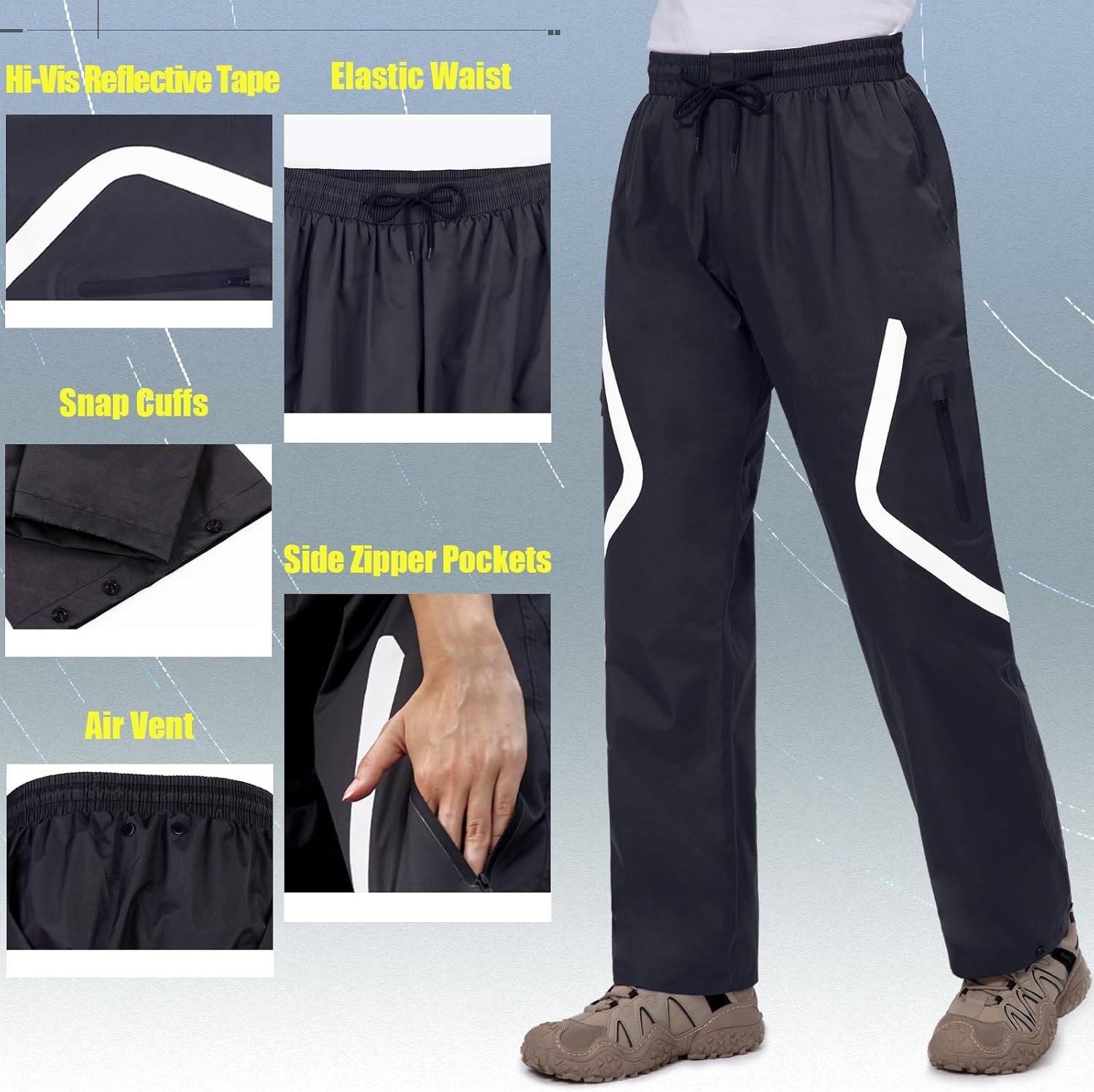 RainRider Rain Pants for Men Women Waterproof Over Pants Windproof Hiking Rain Gear for Golf Outdoor Fishing - Image 5