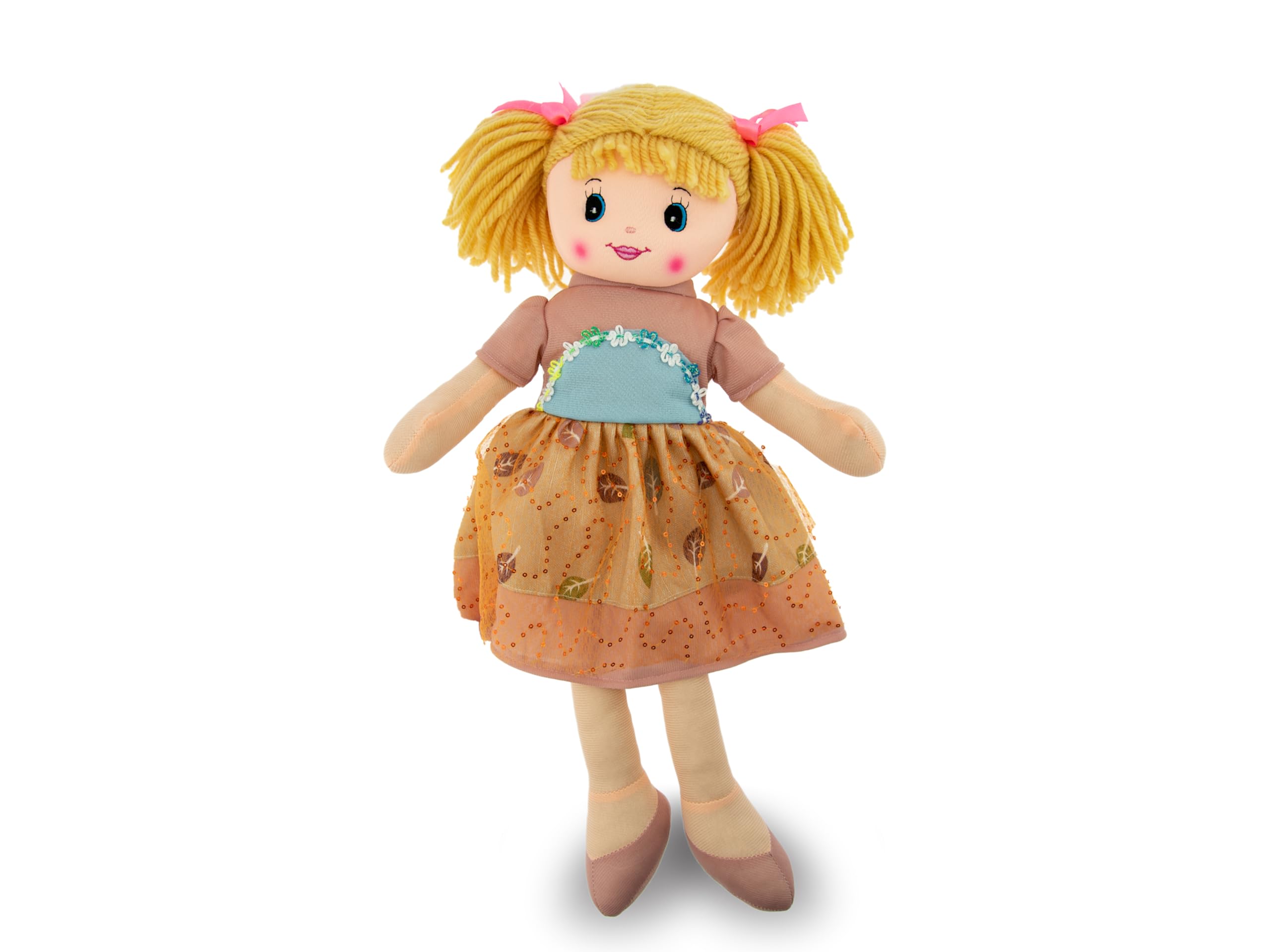 Teorema Giocattoli, Carlotta Rag Doll, Bambola di Pezza Morbida Alta 50 cm, Bambola di Stoffa per Bambini, Prima Bambola Compagna di Nanna, Modelli Assortiti (1 pezzo) +18 Mesi