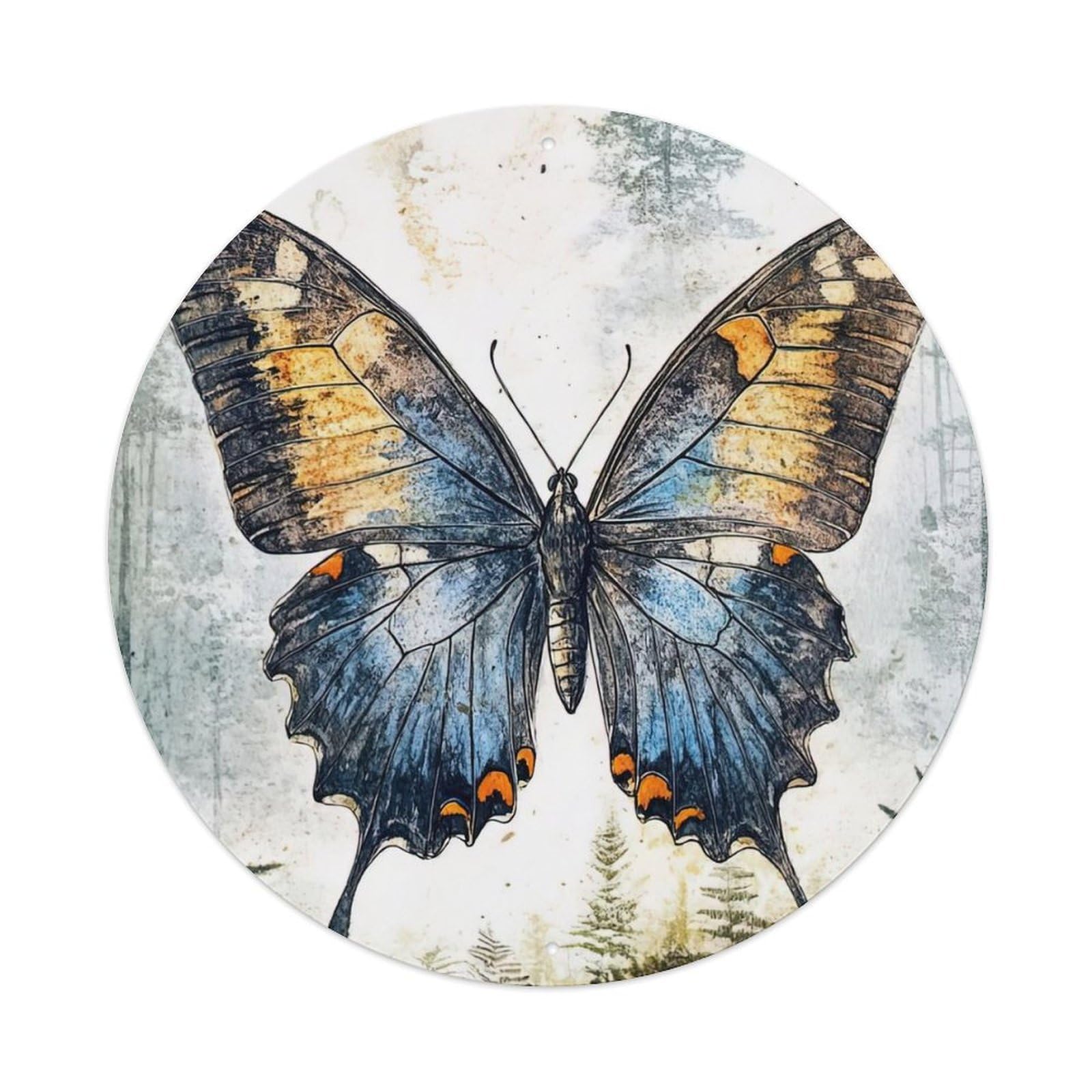 Animal Artwork Butterfly on The Jungle Metal Tin Sign