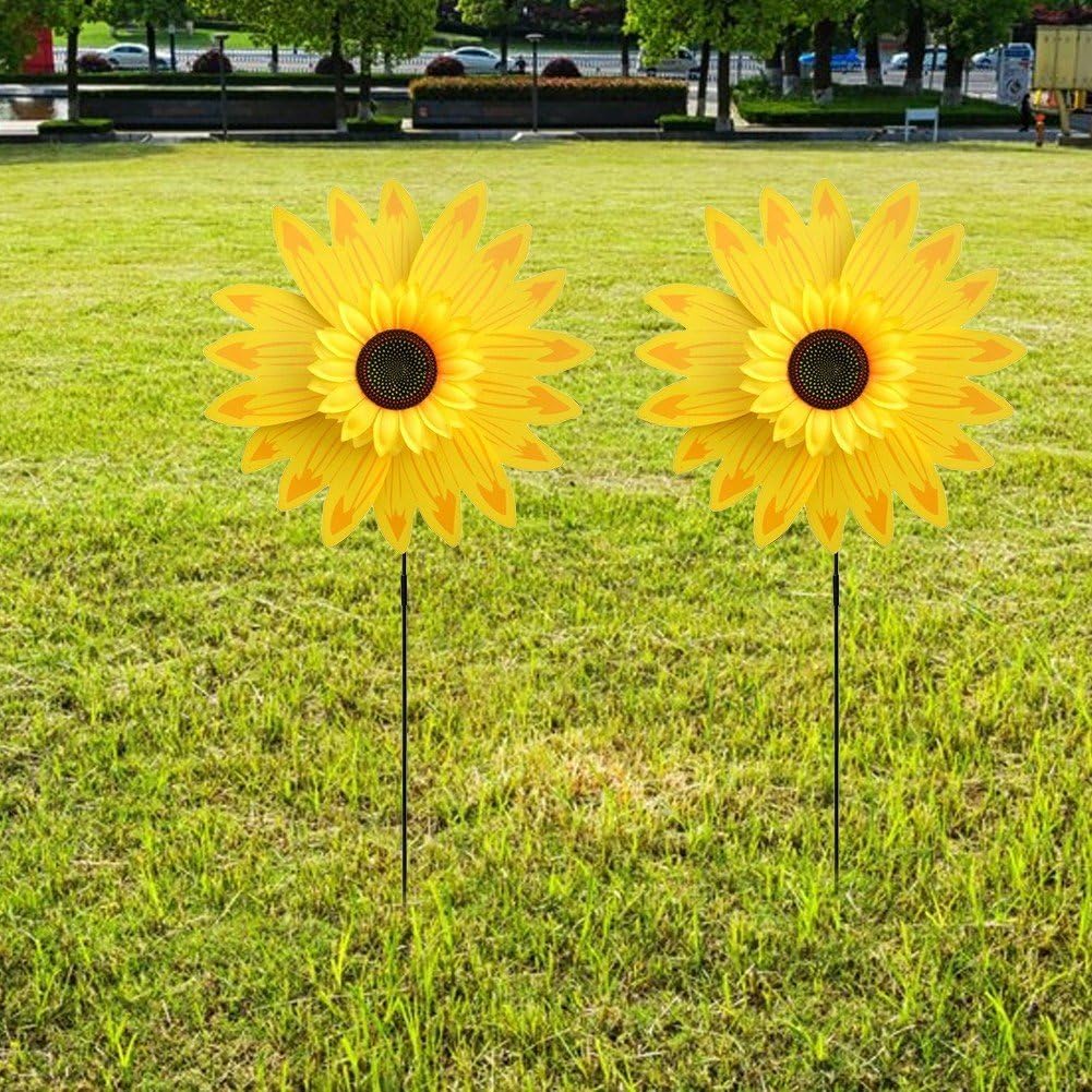 Lot De 2 Moulins à Vent Rotatifs En Forme De Tournesol Pour Décoration