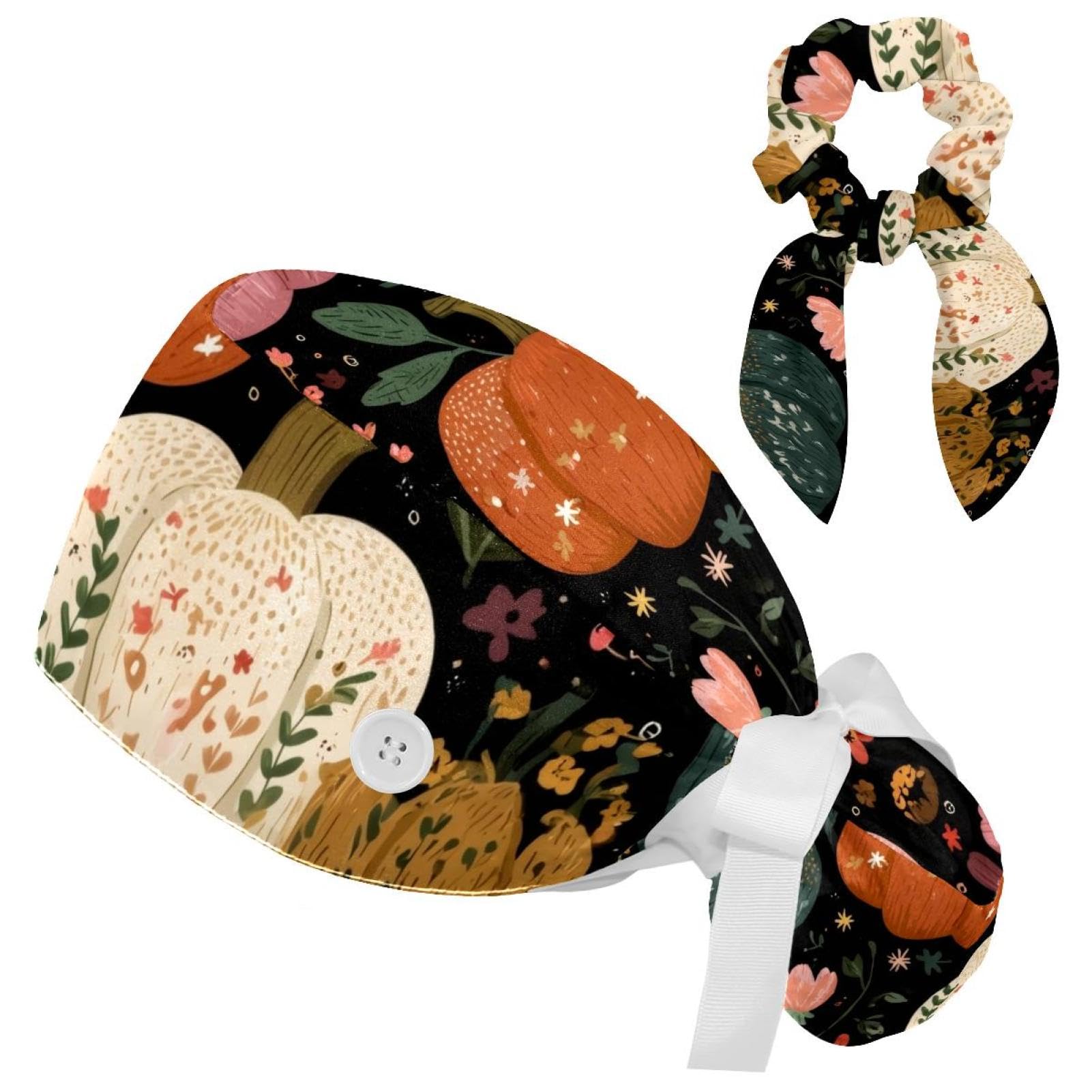 IROLSKDNFH Medical Working Caps with Buttons, Adjustable Surgical Nurse Hats with Elastics