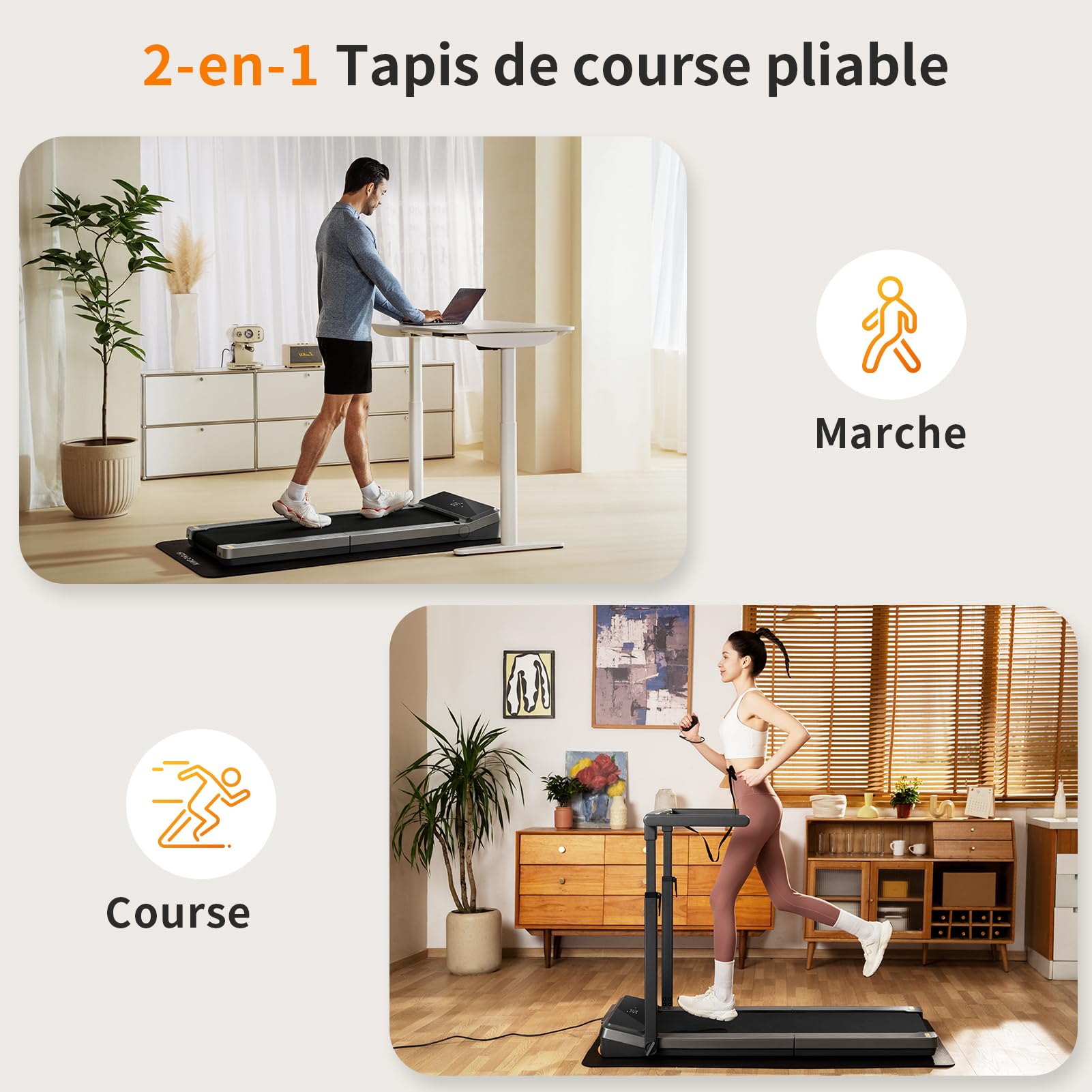 WalkingPad Tapis de Course Pliable 2 en 1 avec Télécommande APP Écran LED