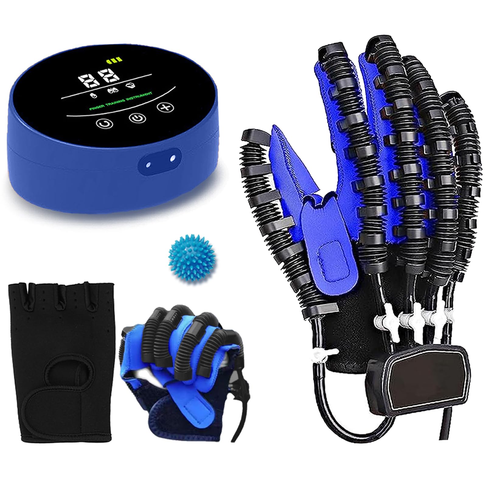 Xnklpy Blue Finger And Hand Function Rehabilitation Trainer Robotic Rehab Gloves Hand Massager For Arthritis Stroke Patient Aids Finger Straightening Brace Guard Protector(Size:right Xxl,Color:blue)