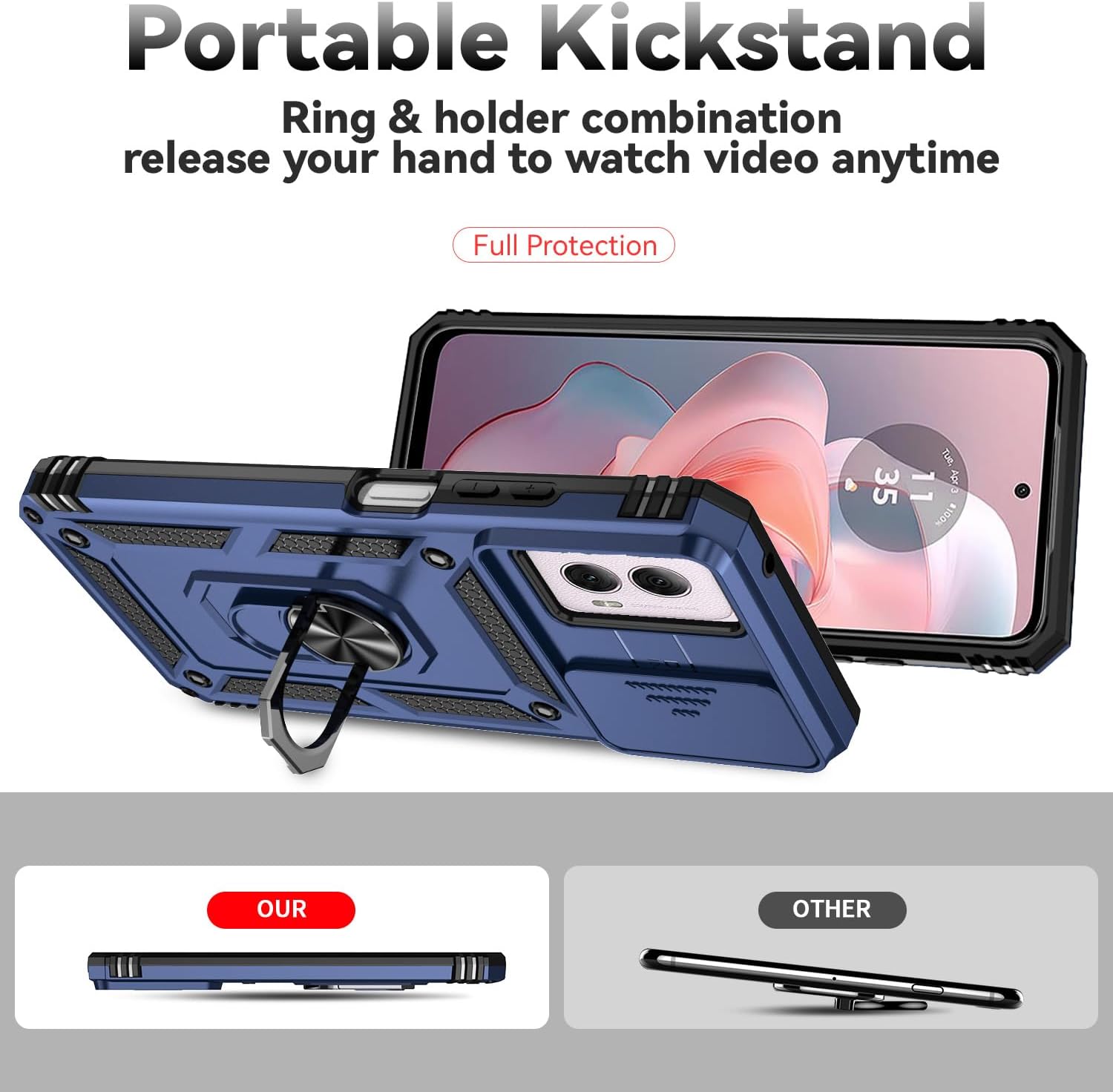 SunStory for Motorola Moto G Power 5G 2024 Case with Kickstand,Blue image 4