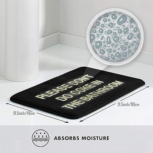 Miniatura 3 de Tapetes de baño con texto en inglés «Please Don't Do Coke in The Bath», alfombras negras de 19.5 x 31.5 pulgadas para bañera, decoración divertida,