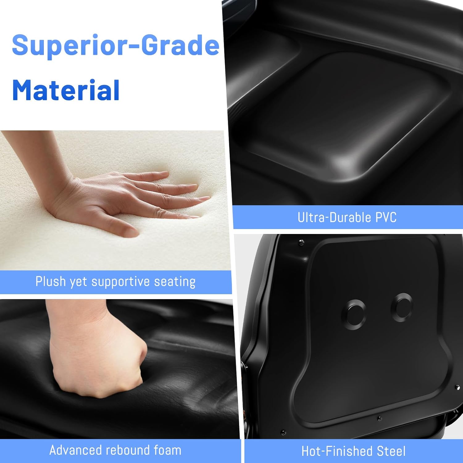 Universal Forklift Seat/Tractor Seat - Compatible with Forklifts, Tractors, Zero-Turn Mowers, Skid Steers, Telehandlers, Backhoes, Excavators -Safety Belt, Adjustable Backrest,Sliding Rails, Black