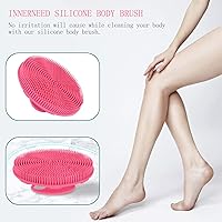 Vista 5 de INNERNEED - Cepillo de ducha de silicona suave de grado alimenticio para el cuerpo, cepillo de limpieza manual, exfoliante suave y hace bien la Rosa