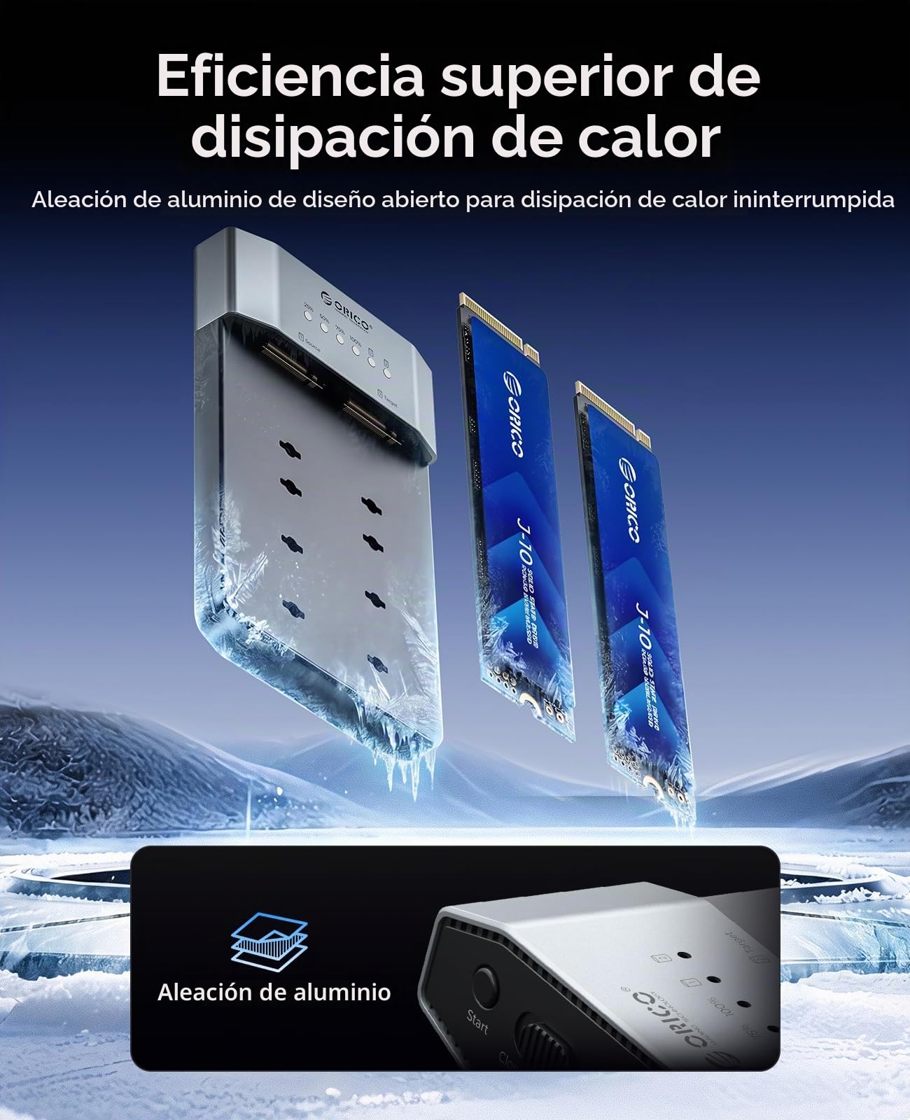 ORICO Carcasa para SSD M.2 NVMe de 20 Gbps, Estación de Acoplamiento M.2 NVMe de Dos Bahías, Base de Acoplamiento NVMe para SSD PCIe NVMe con Conector M, Compatible con Clonación sin Conexión y UASP