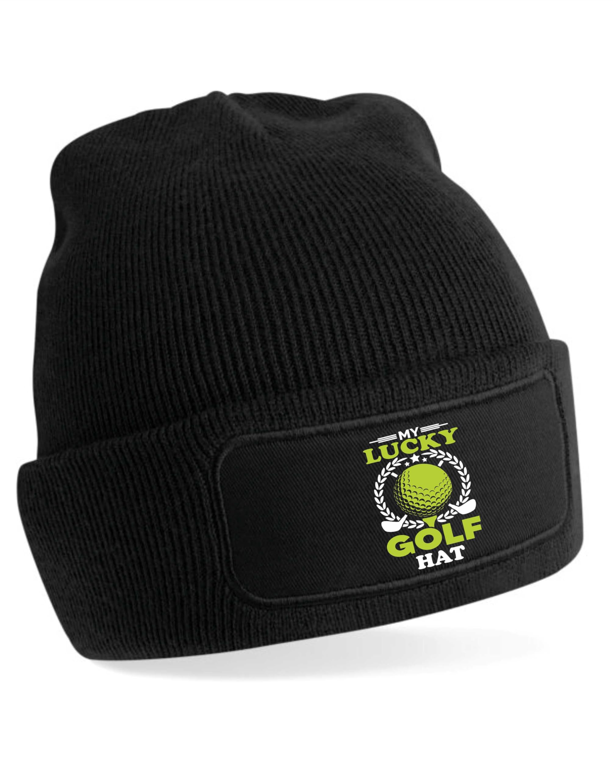 Print4U My Lucky Golf Beanie Hat Golfing Gift Father's Day Birthday Present Black