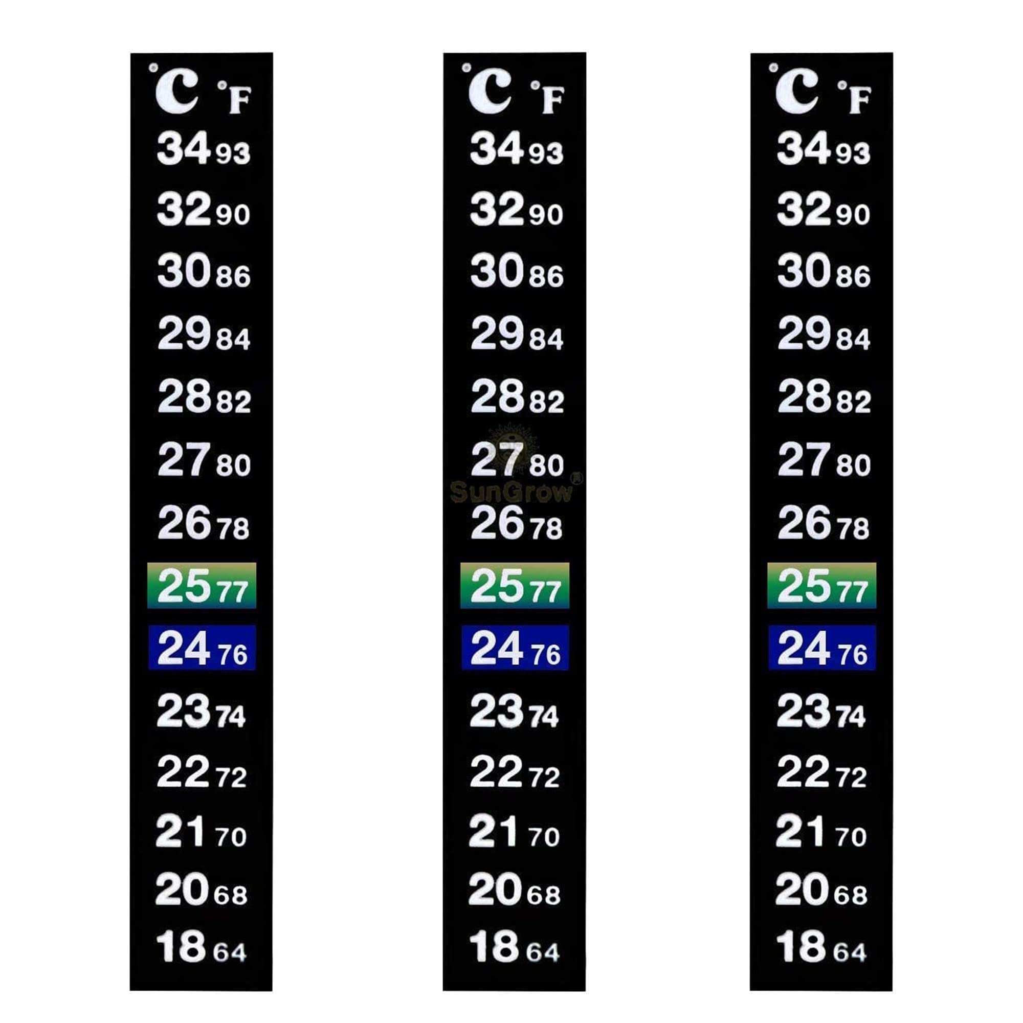 SunGrow Betta Fish Tank Thermometer Stick On Aquarium Temperature Sticker Strip 5 2 x 0 7 Inches Green