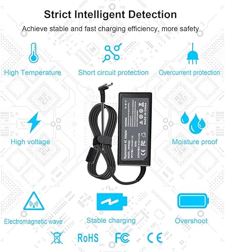 Miniatura 5 de Cargador de CA de 65 W 19.5 V 3.33 A compatible con HP 15-F039WM 15-F009WM 15-F023WM, Chromebook 14-q010nr, Pavilion 15-N000 Notebook, ProBook 430