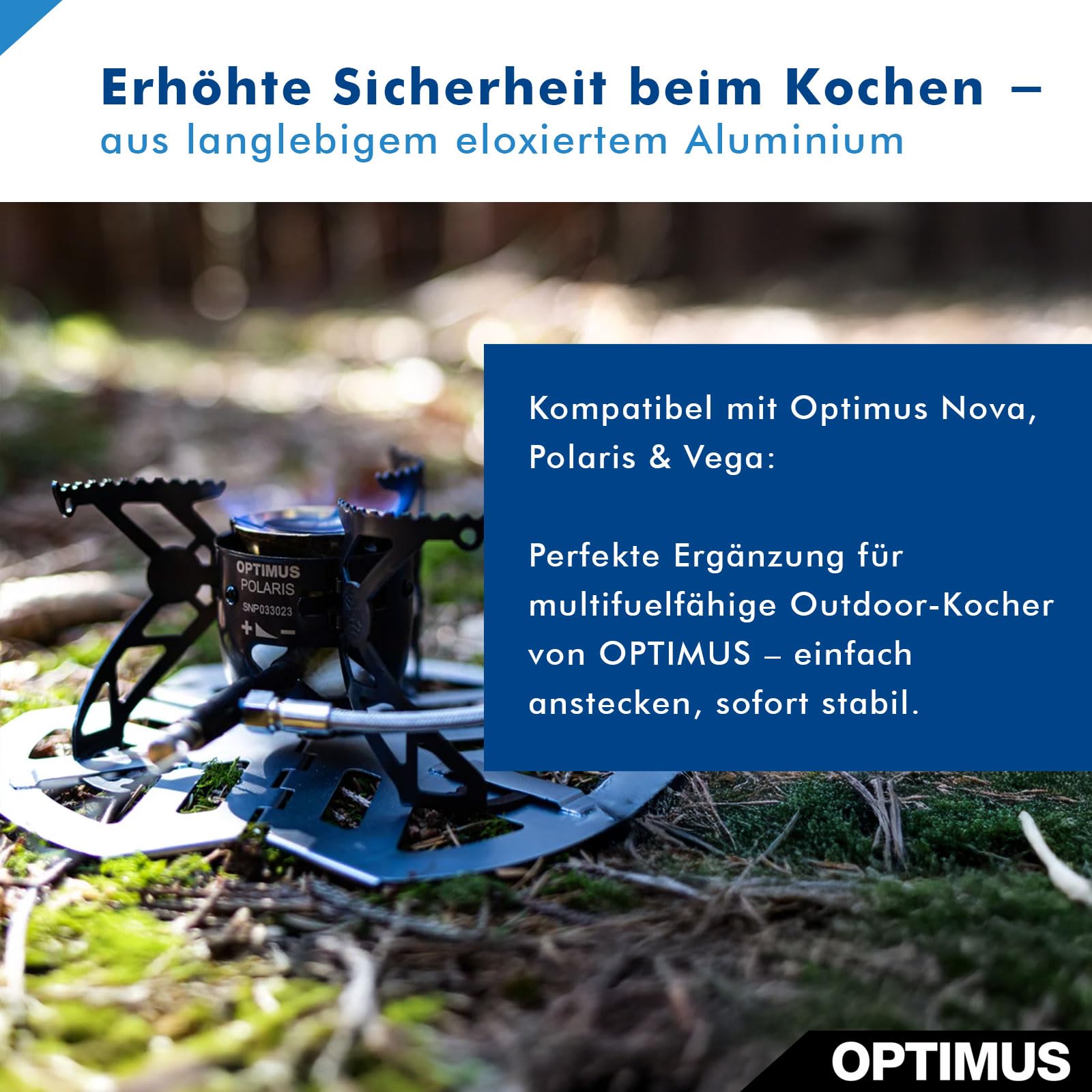 Optimus Brenner Auflageplatte Für Weichen Untergrund - Faltbar, Eloxiert, 210mm Durchmesser