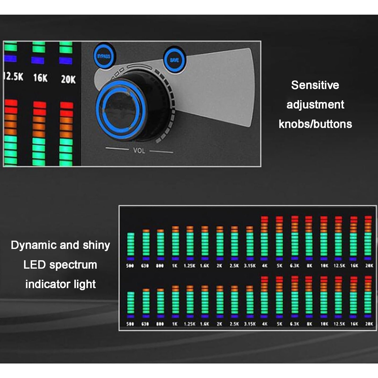 Ecualizador Gráfico Hi-Fi, Ecualizador Digital LED Doble De 31 Bandas con Reducción De Ruido, Carcasa Metálica, Memoria para 10 Preajustes, Ideal para Presentaciones En Escenario