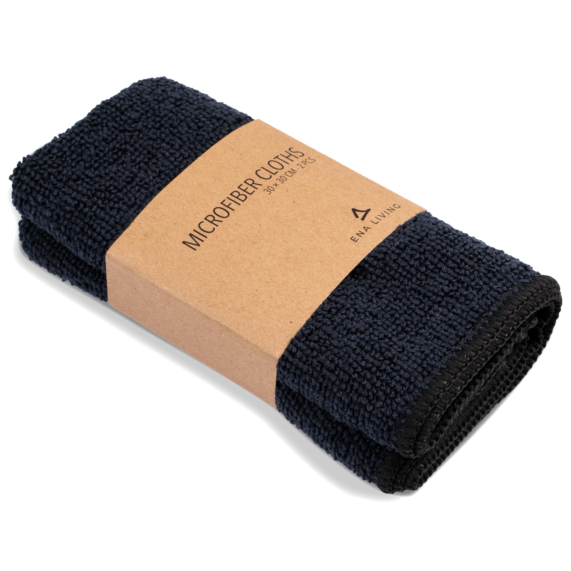 ENA Living Black Microfibre Cloth, Efficient Dusters For Cleaning, Uses Less Water & Chemicals, Picks Up More Dirt, Ideal For Car Cleaning, Window Cleaner, Durable & Effective Dusters For Cleaning