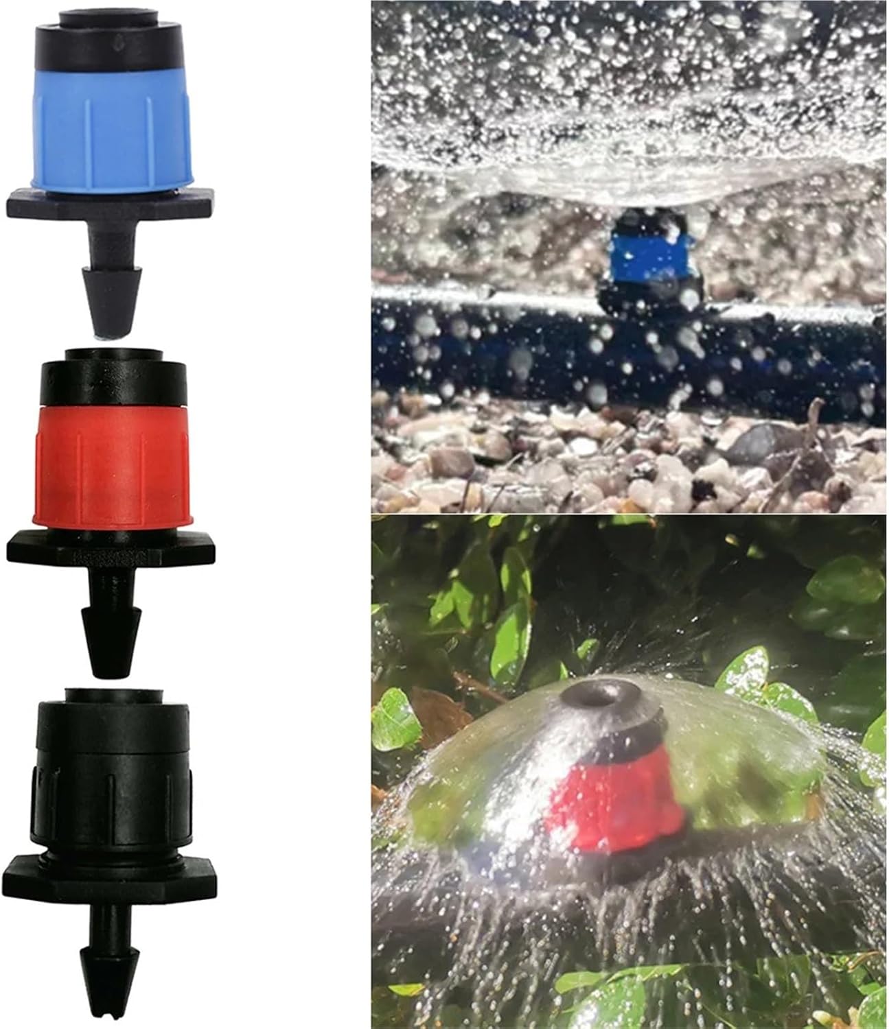 Drip Irrigation Emitters 300pcs Adjustable Irrigation Dripper Sprinkler 4/7mm Hose Watering Micro Drippers Irrigation System(Black)