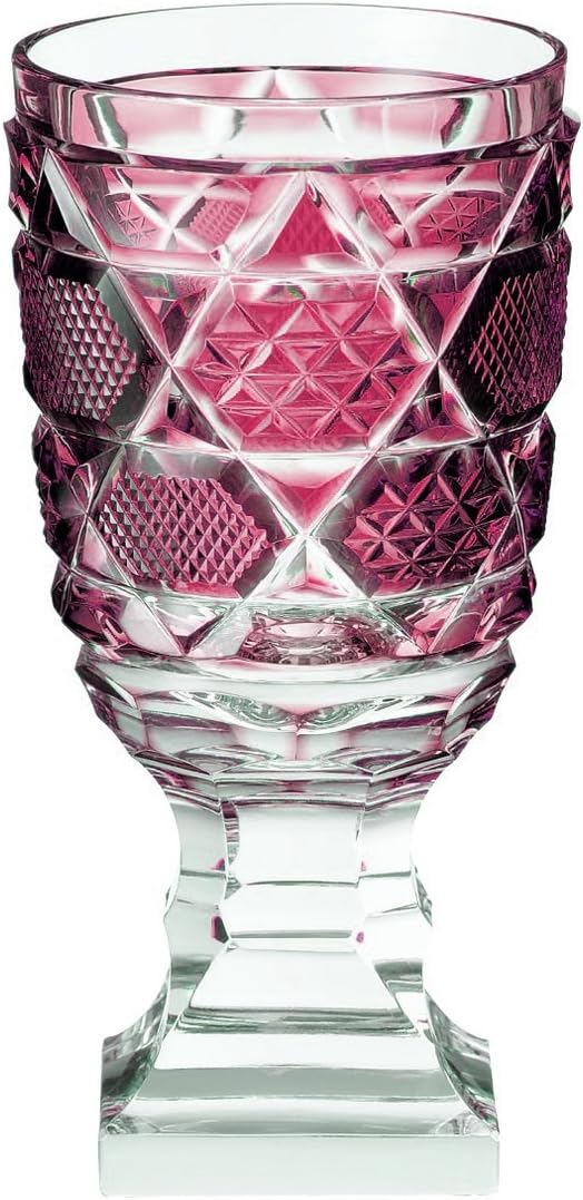 Yamashita Kogei 13040120 Satsuma Kiriko Denshi Cup with Legs, Medium, Gold/Red, Diameter 2.4 x 5.1 inches (6 x 13 cm)