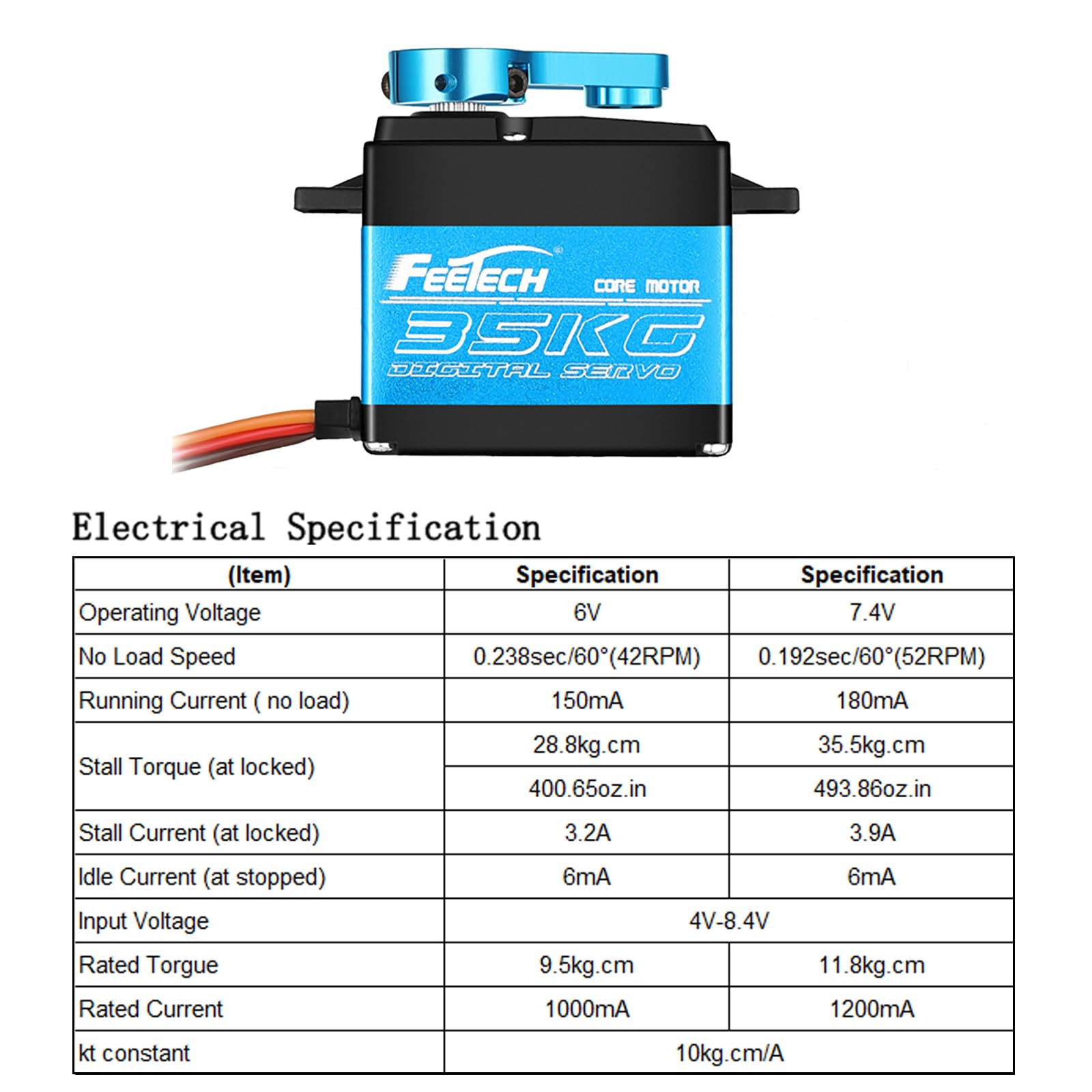 FT5330M 35KG RC Digtal Servo 180 Gradi Impermeabile Full Metal Gear High Torque Servo 25T Braccio Servo per Traxxs X4 1/8 1/10 Rc Car (FT5330M 180 °)
