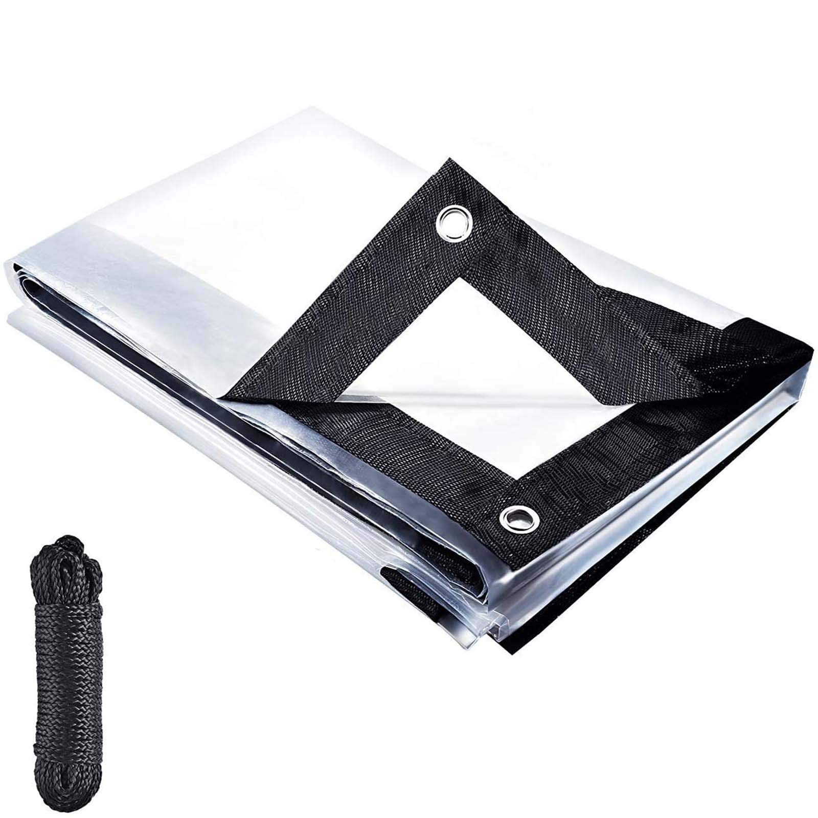 WZDDHeavy Duty Waterproof Clear Tarps 3'x3', Plastic Dustproof Tarpaulin Cover with Eyelets, Reusable Foldable Plant Canopy Rainproof Cover