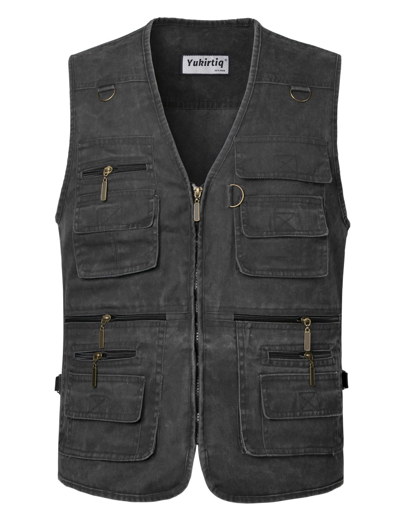 Homme Gilet de Pêche Veste de Photographie Casual Manteau sans Manche d'extérieur Camping Décontracté Multi Poches Pêche Gilets Coton