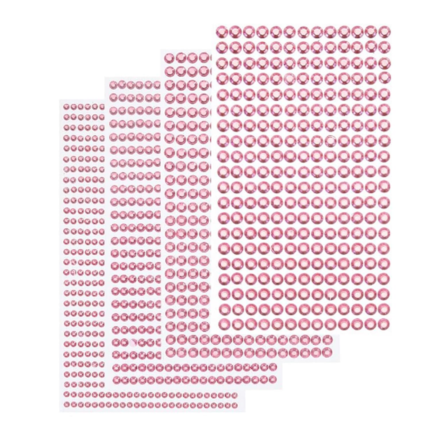 Onperpoe4 Sheets Rhinestone Stickers Light Pink 1792pcs Self Adhesive Rhinestones Gems 3/4/5/6mm Acrylic Face Crystal Gems Stickers for Festivals Makeup DIY Eye Nail Crafts Jewel Bling Diamond Stickers