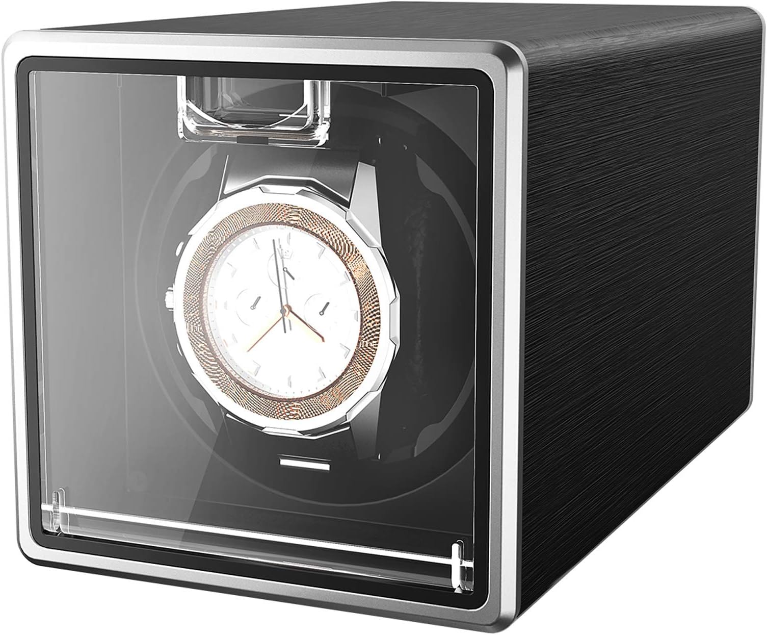 CRITIRON Automatic Watch Winder Case for 1 Watch Rotating Watches Storage Display Box Black Metal