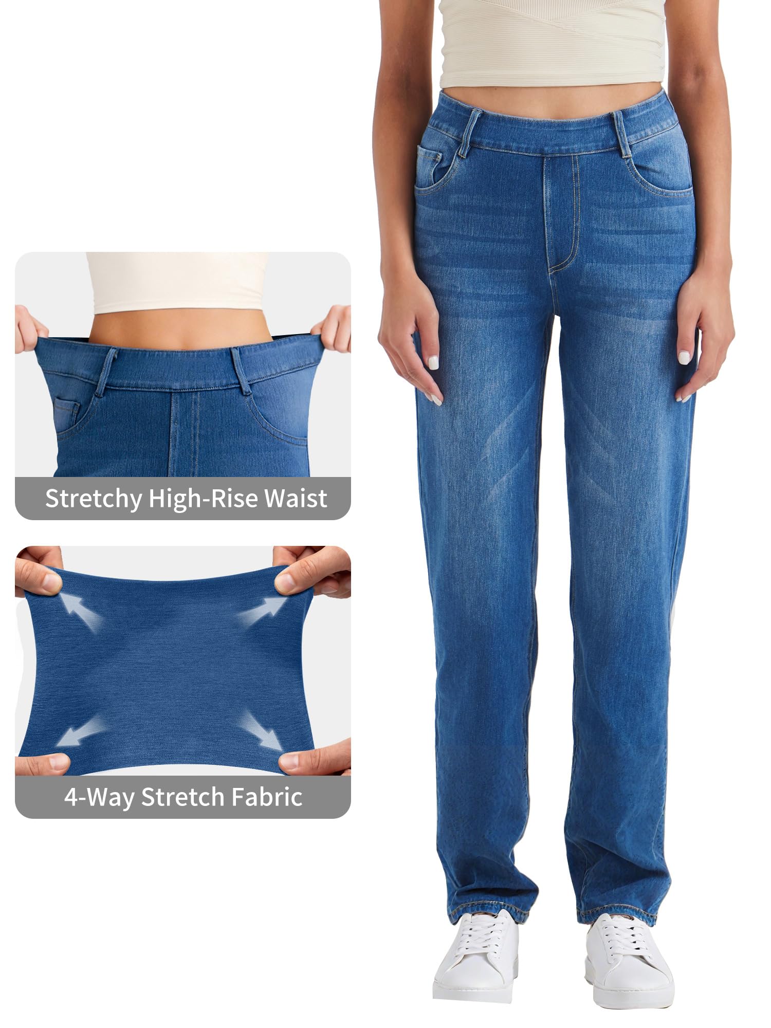 LaiEr Jeans de Yoga Elásticos de Cintura Alta para Mujeres,Pantalones de Fitness, Pantalones de Pull on Corte Micro Suaves y Cómodos Bootcut para Deportes de Yoga Fitness.