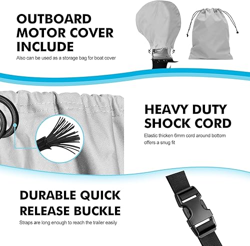 Miniatura 4 de Cubierta impermeable para consola central de barco de 17 a 19 pies, lona de poliéster de grado marino 900D resistente de 17 pies 18 pies 19 pies,