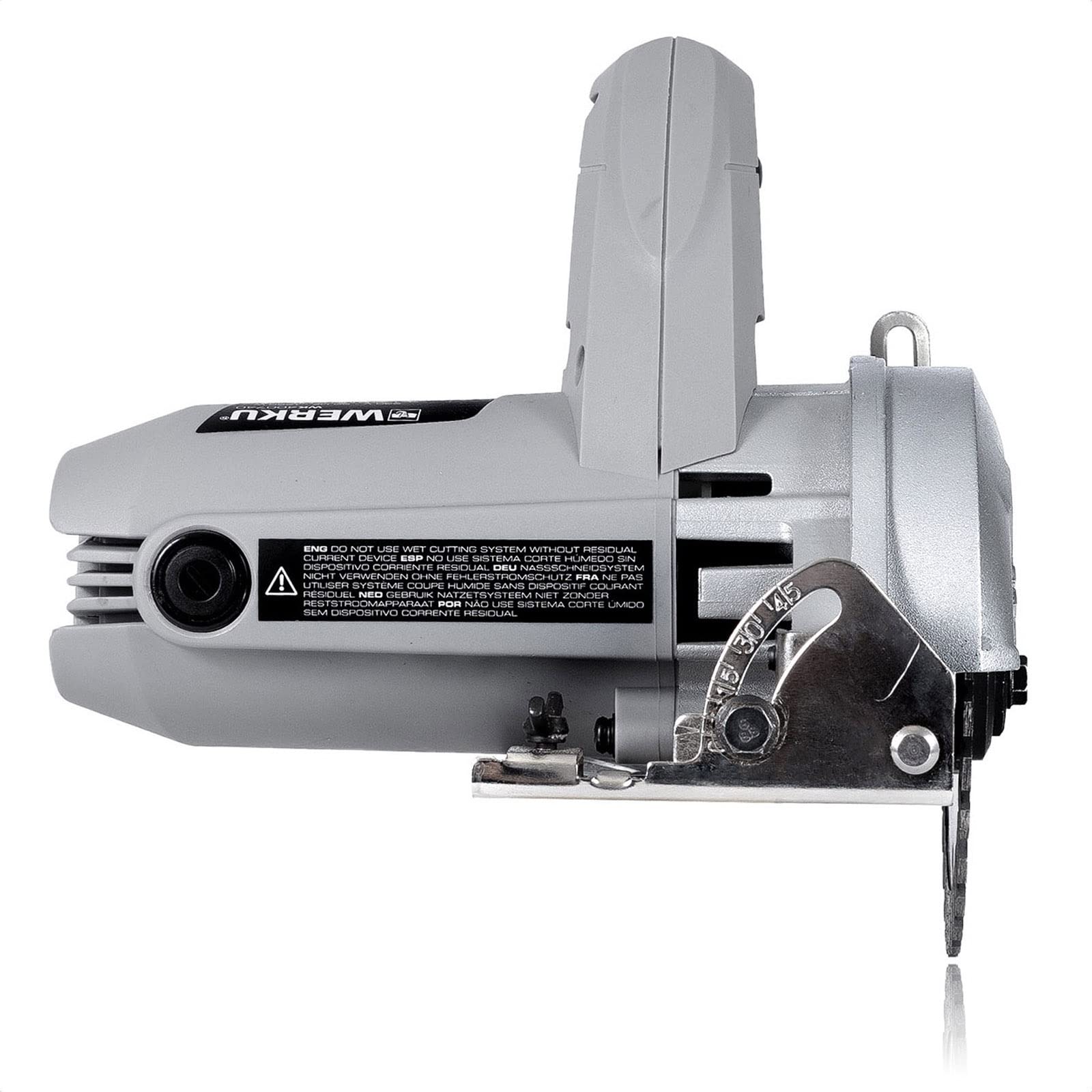 Werku WK400740, Sierra Circular Mármol-Piedra, Calidad Profesional, Potencia 1250 W, Disco 125 mm, Graduable 45º, Sistema Refrigeración, Incluye Disco Corte y Manguera Agua
