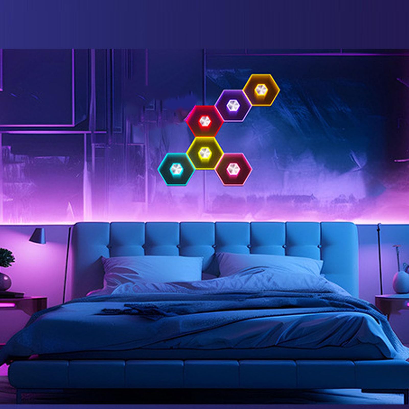 Lampade da Parete Esagonali, Pannelli Modulari Bluetooth Rgb da 6