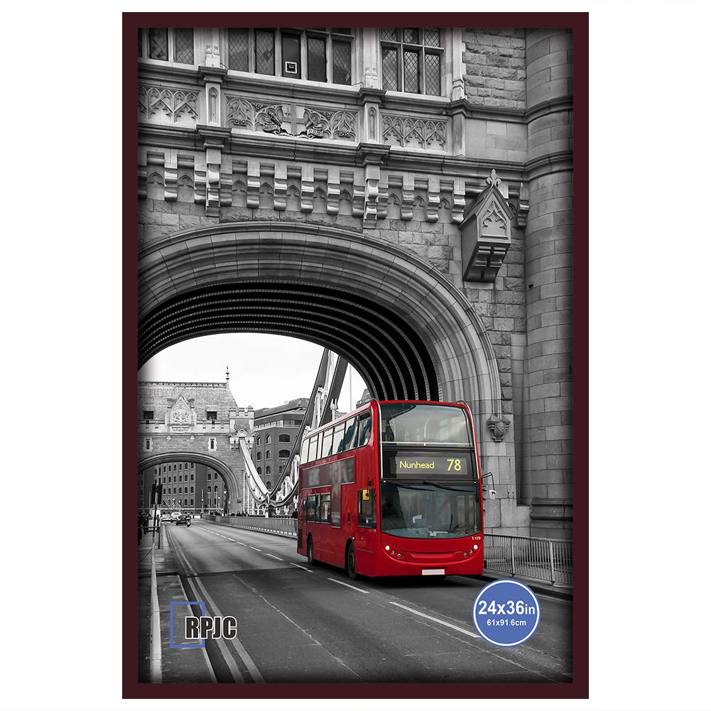 RPJC 24x36 Inch Solid Wood Poster Frame for Wall Mounting Hanging Picture Frames Dark Brown