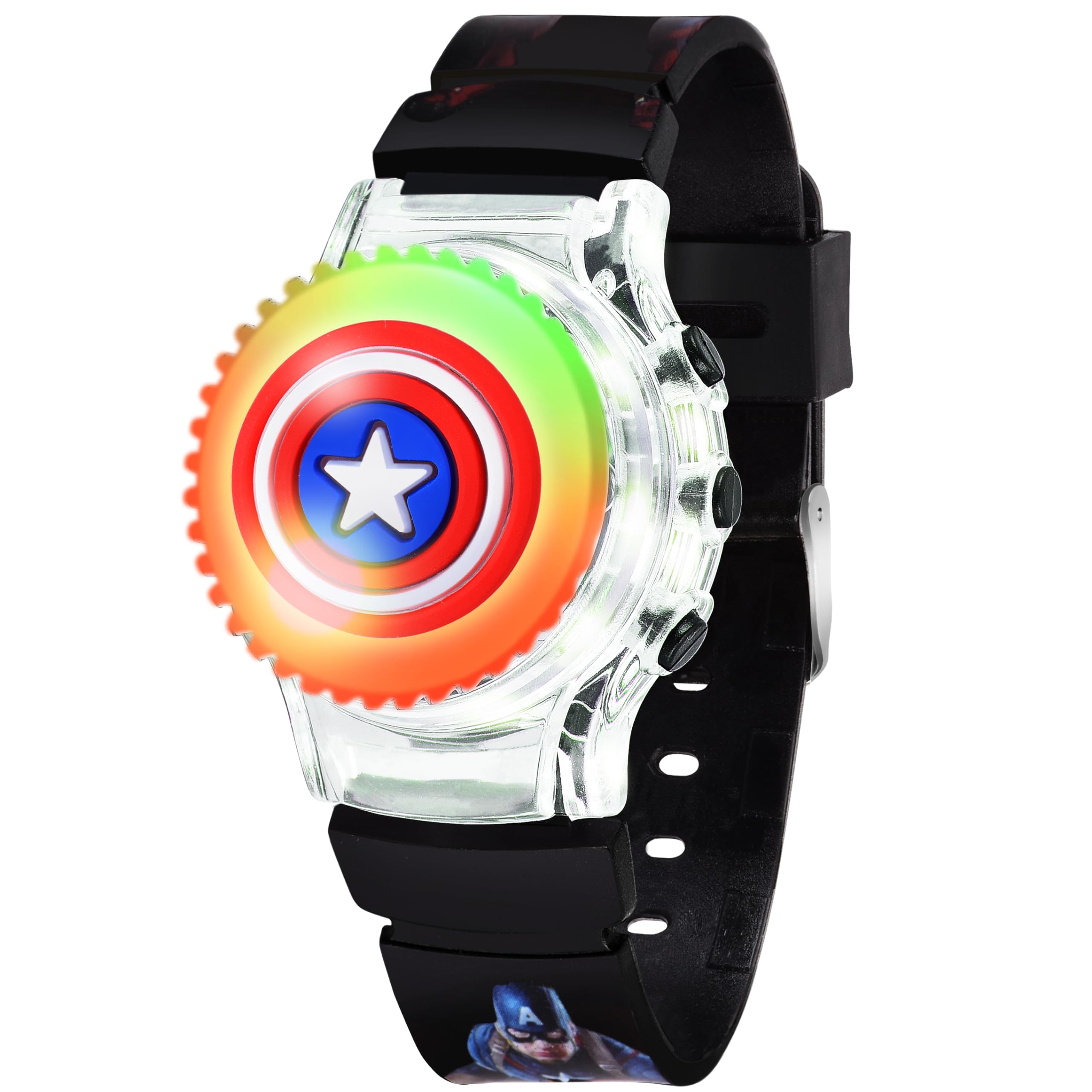 Shocknshop Nylon Digital Kid Children Cartoon Toy Rotating Top With Lights Watch For Boys -W104 (Black), White Dial, Black Band (B0CMLJDMBL) Amazon Price History, Amazon Price Tracker