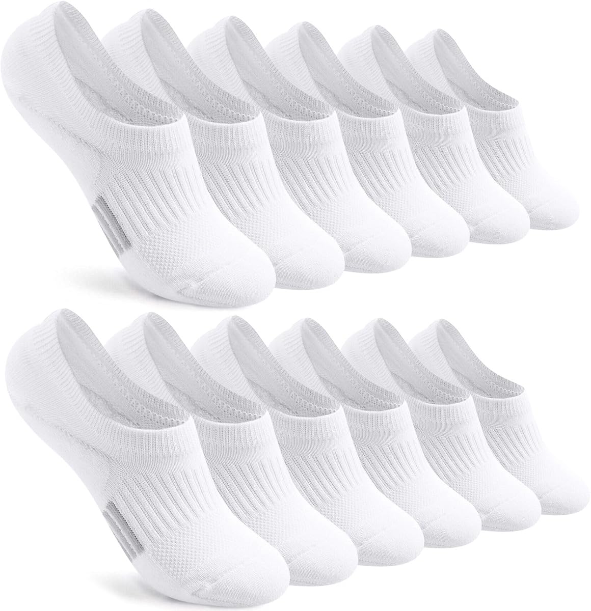 Toes Home No Show Socks Mujer, Algodón Bajo Acolchado Invisible 4-8 Pares | Footie de tobillo de corte bajo, transpirable antideslizante, que absorbe la humedad, soporte para el arco, antiampollas, correr atlético para zapatillas deportivas
