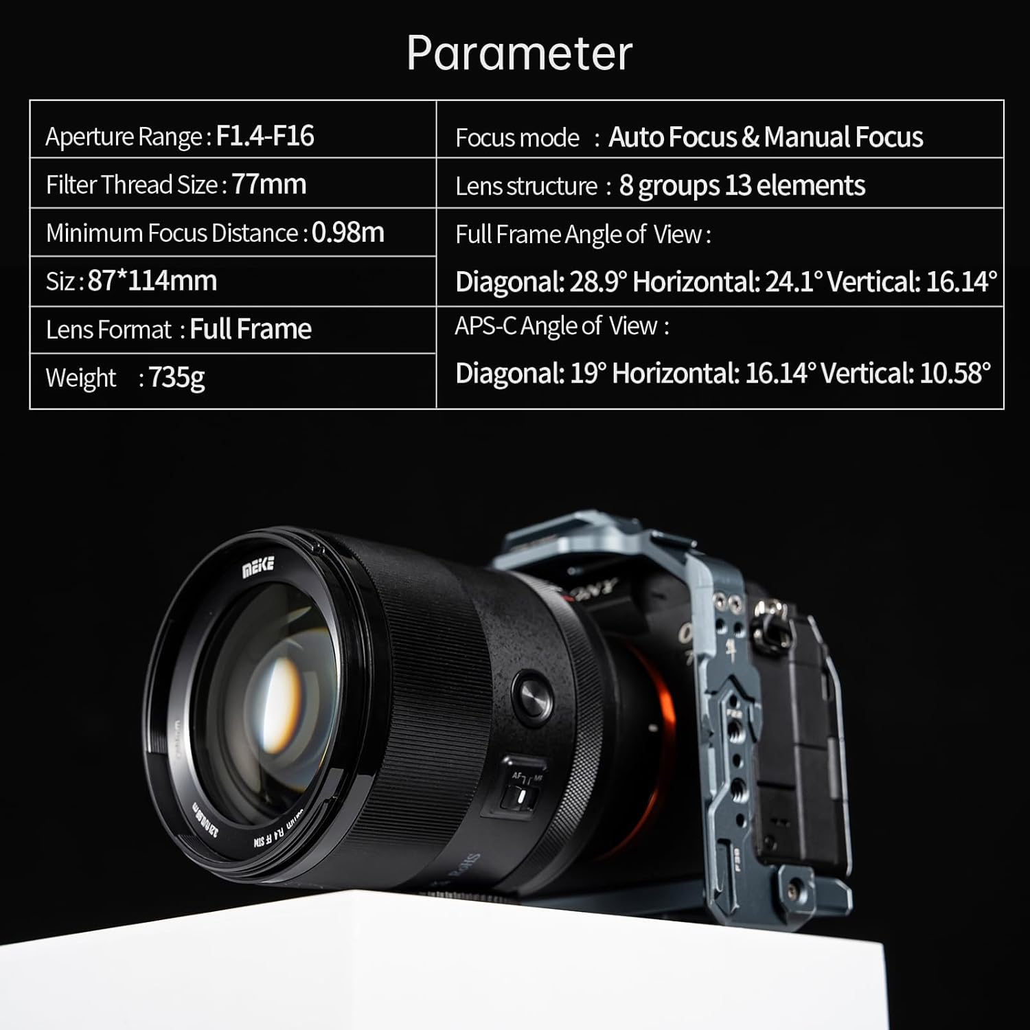 Meike 85mm F1.4 Auto Focus Large Aperture Full Frame STM Stepping Motor Medium Telephoto Portrait Prime Lens Compatible with Sony E Mount Cameras A7 A7R A7IV A7R IV A7III A7RIII A7SIII A9 A7C A7CII